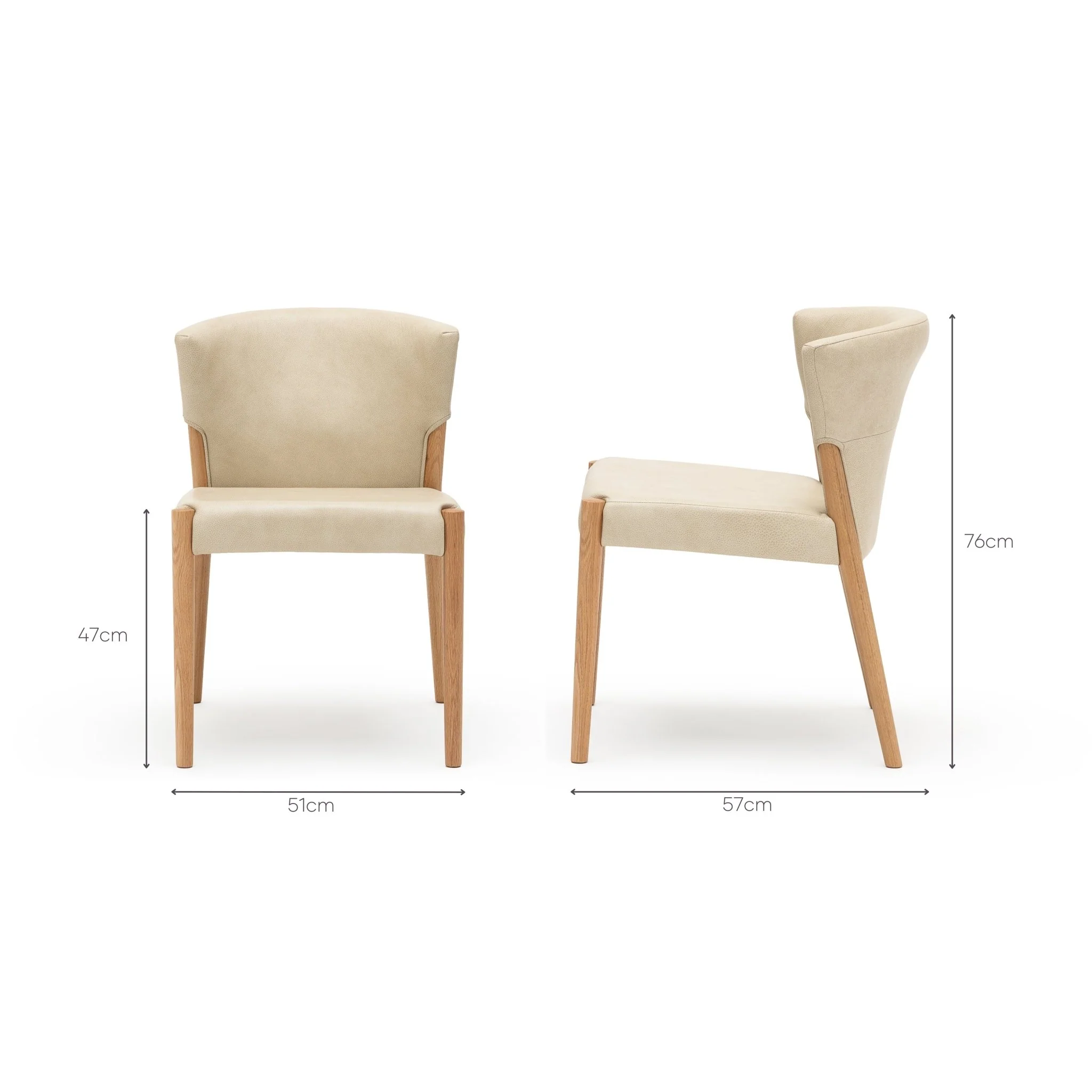 Ronda Dining Chair - Light Oak & Limestone Leather - Image 12