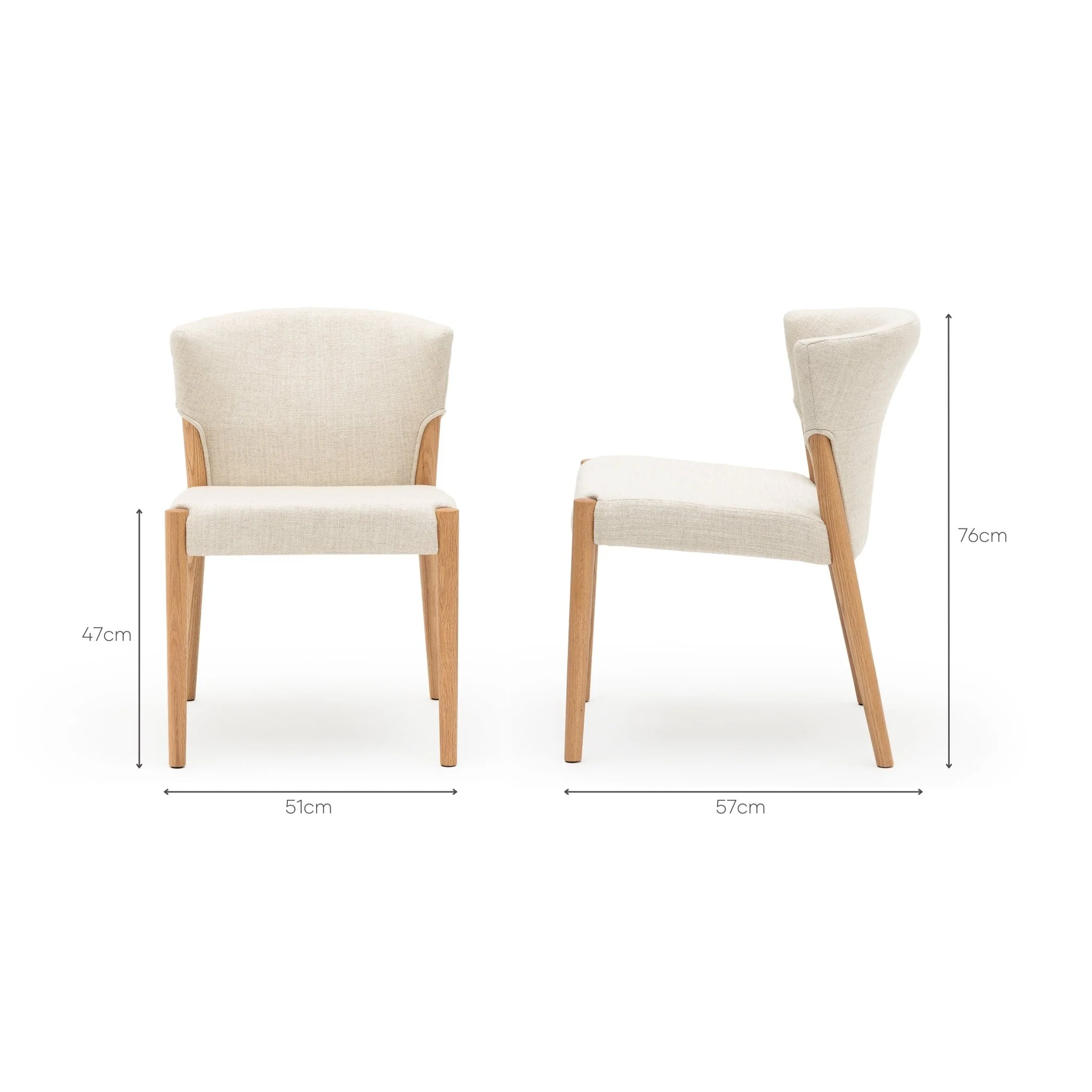 Ronda Dining Chair - Light Oak & Oatmeal - Image 13
