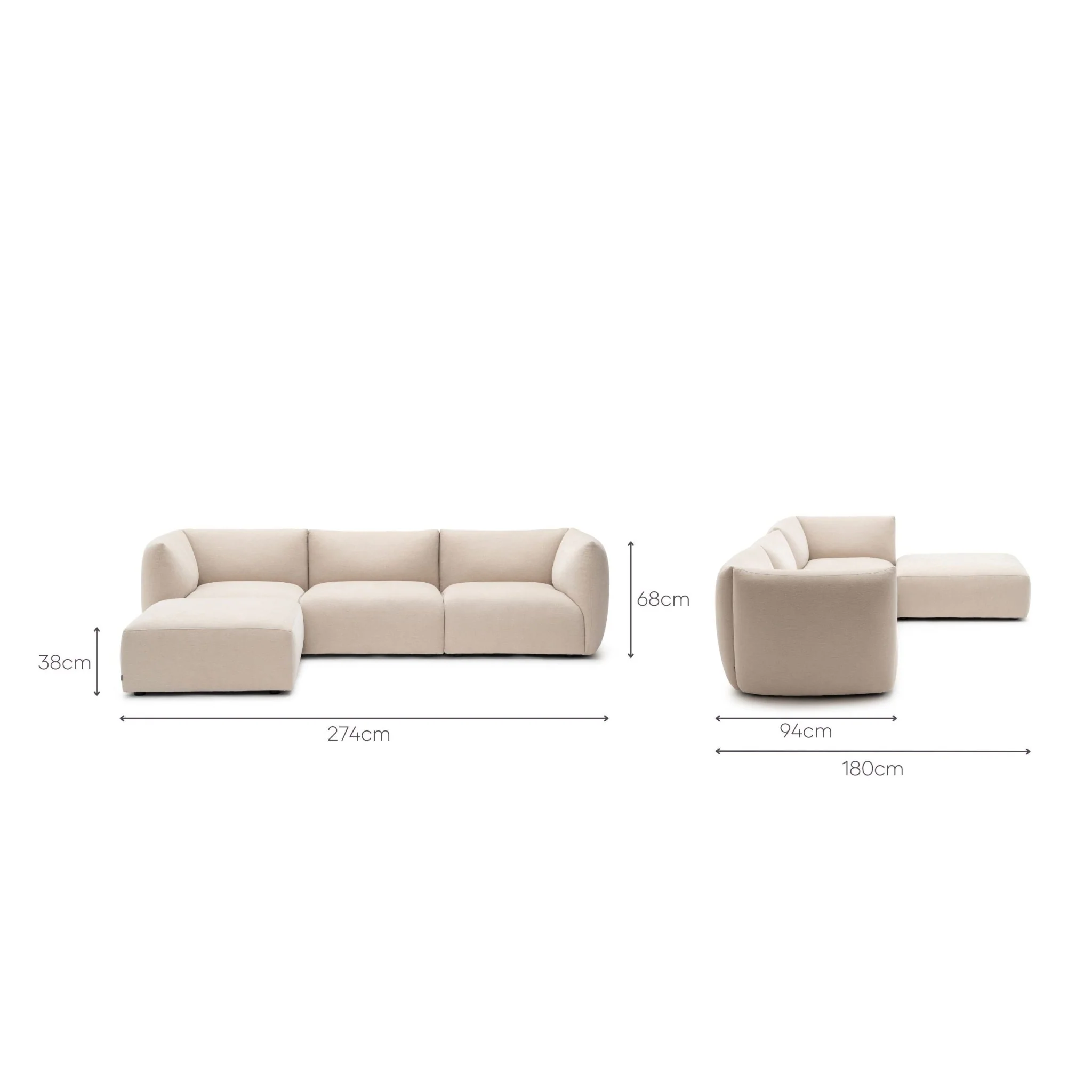 Slipper Corner Sofa - Bleached Sand - Image 16
