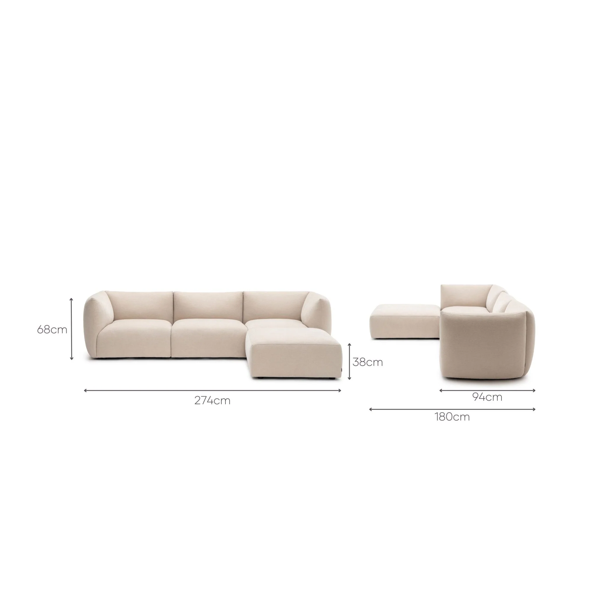 Slipper Corner Sofa - Bleached Sand - Image 8