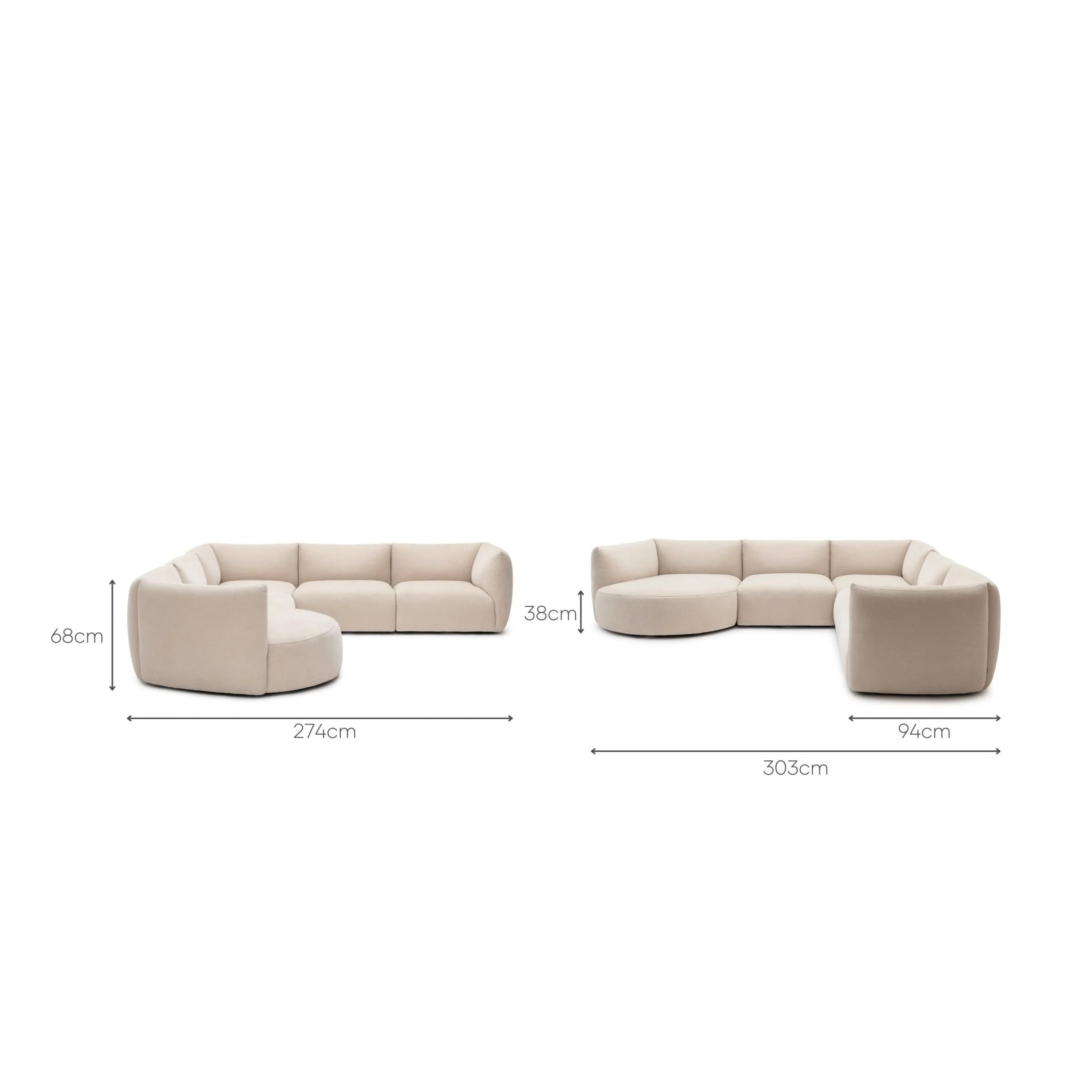Slipper Large Corner Sofa - Bleached Sand - Image 19