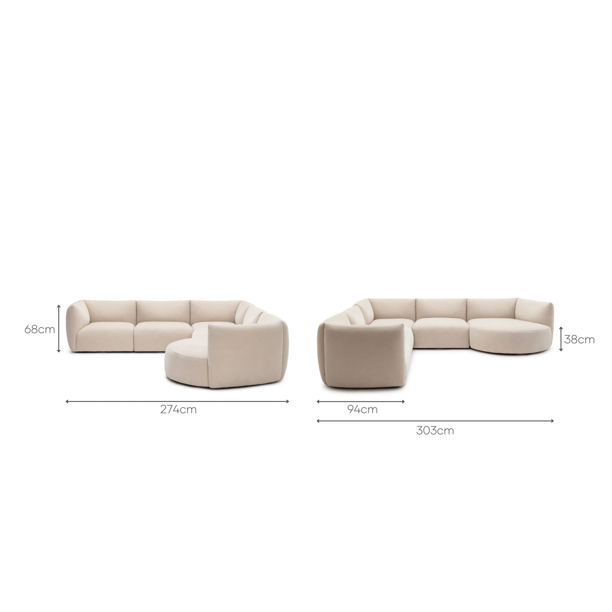 Slipper Large Corner Sofa - Bleached Sand - Image 9