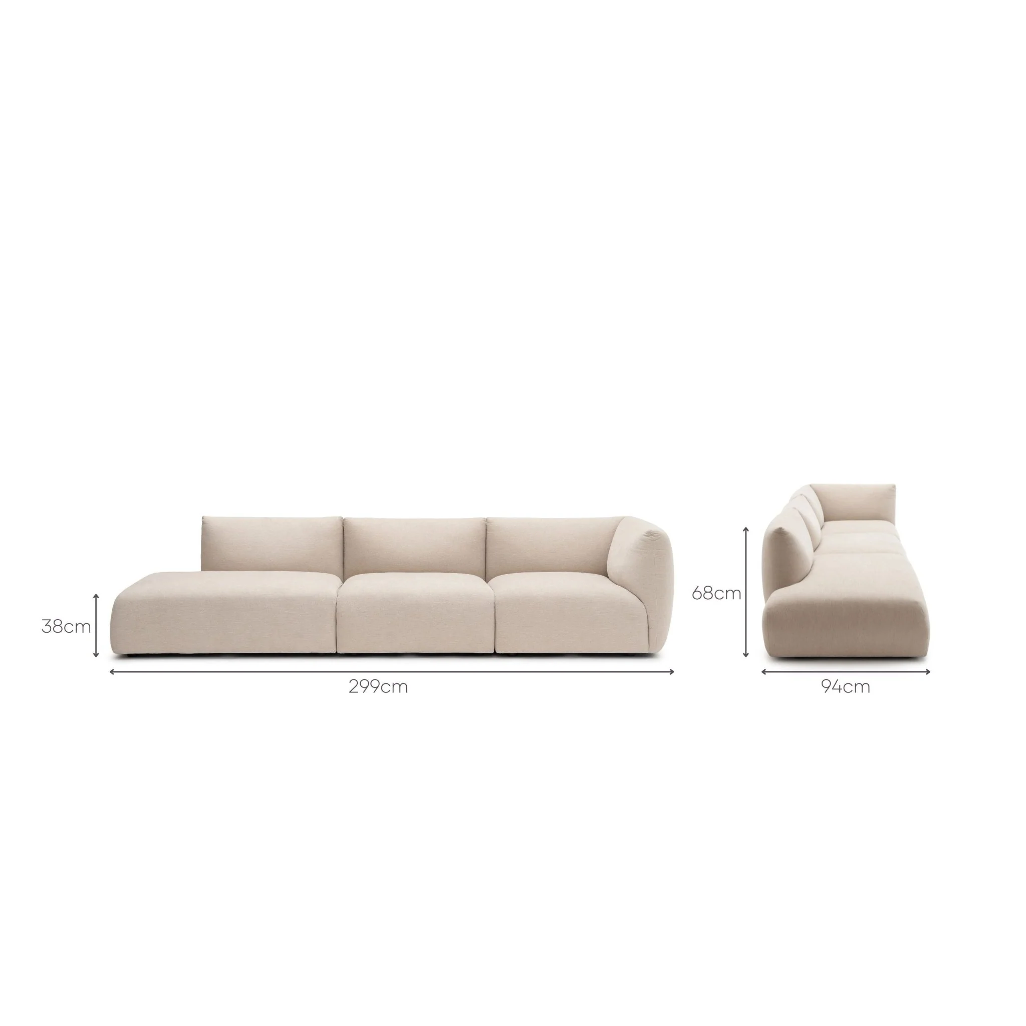 Slipper Large Open Sofa - Bleached Sand - Image 10
