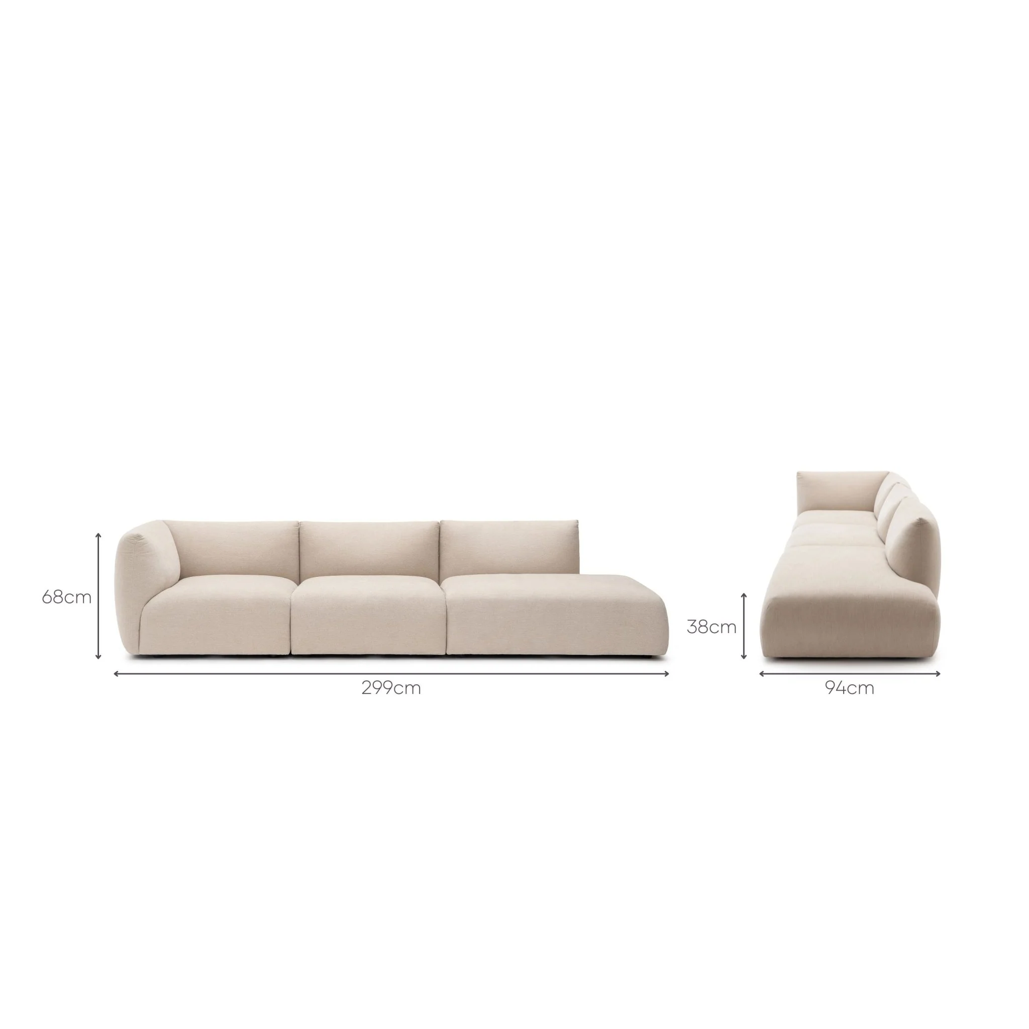 Slipper Large Open Sofa - Bleached Sand - Image 20