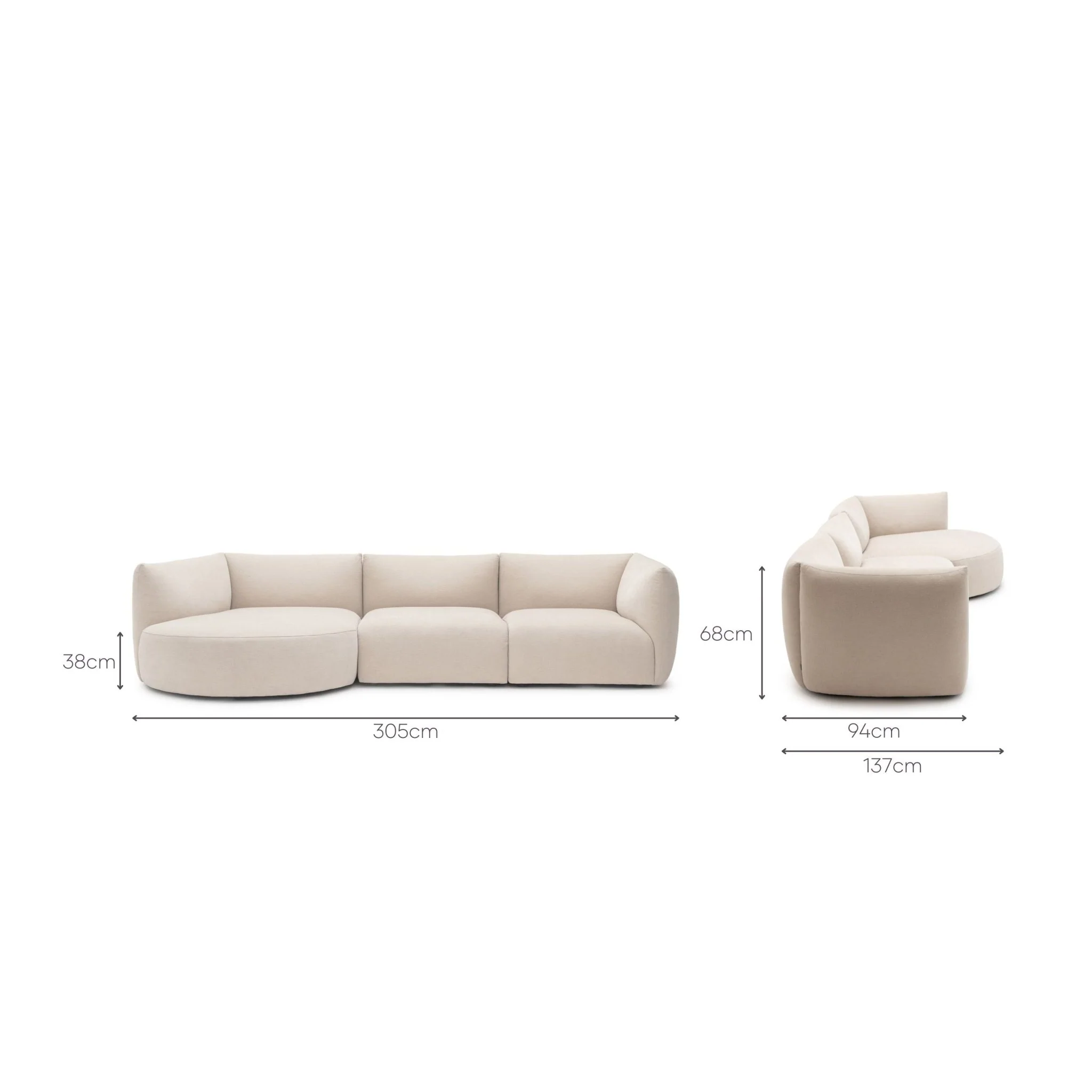Slipper Lounge Closed Sofa - Bleached Sand - Image 17