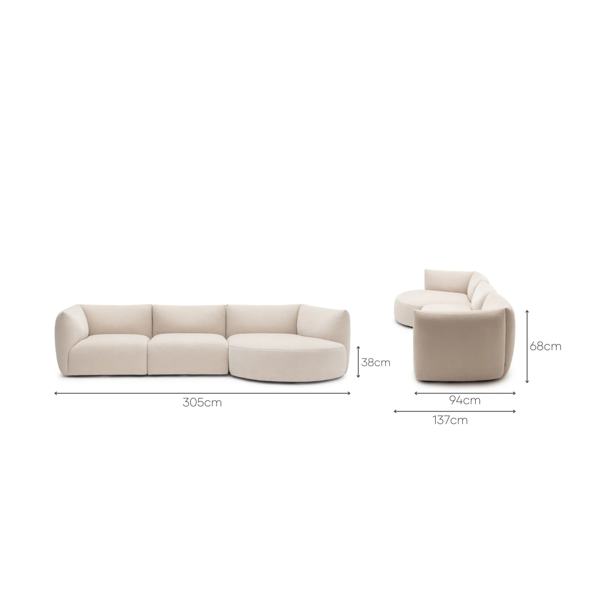 Slipper Lounge Closed Sofa - Bleached Sand - Image 8