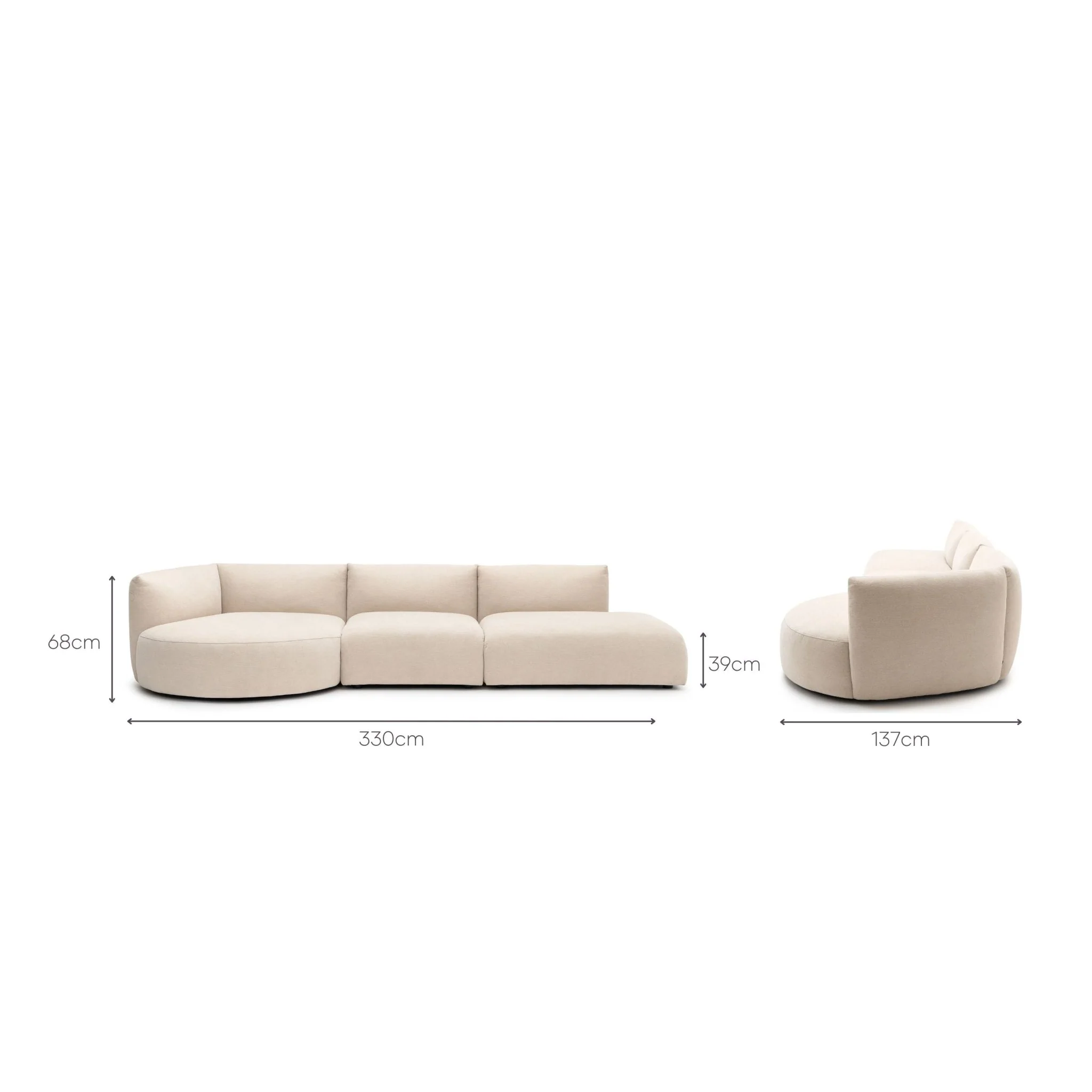 Slipper Lounge Open Sofa - Bleached Sand - Image 10