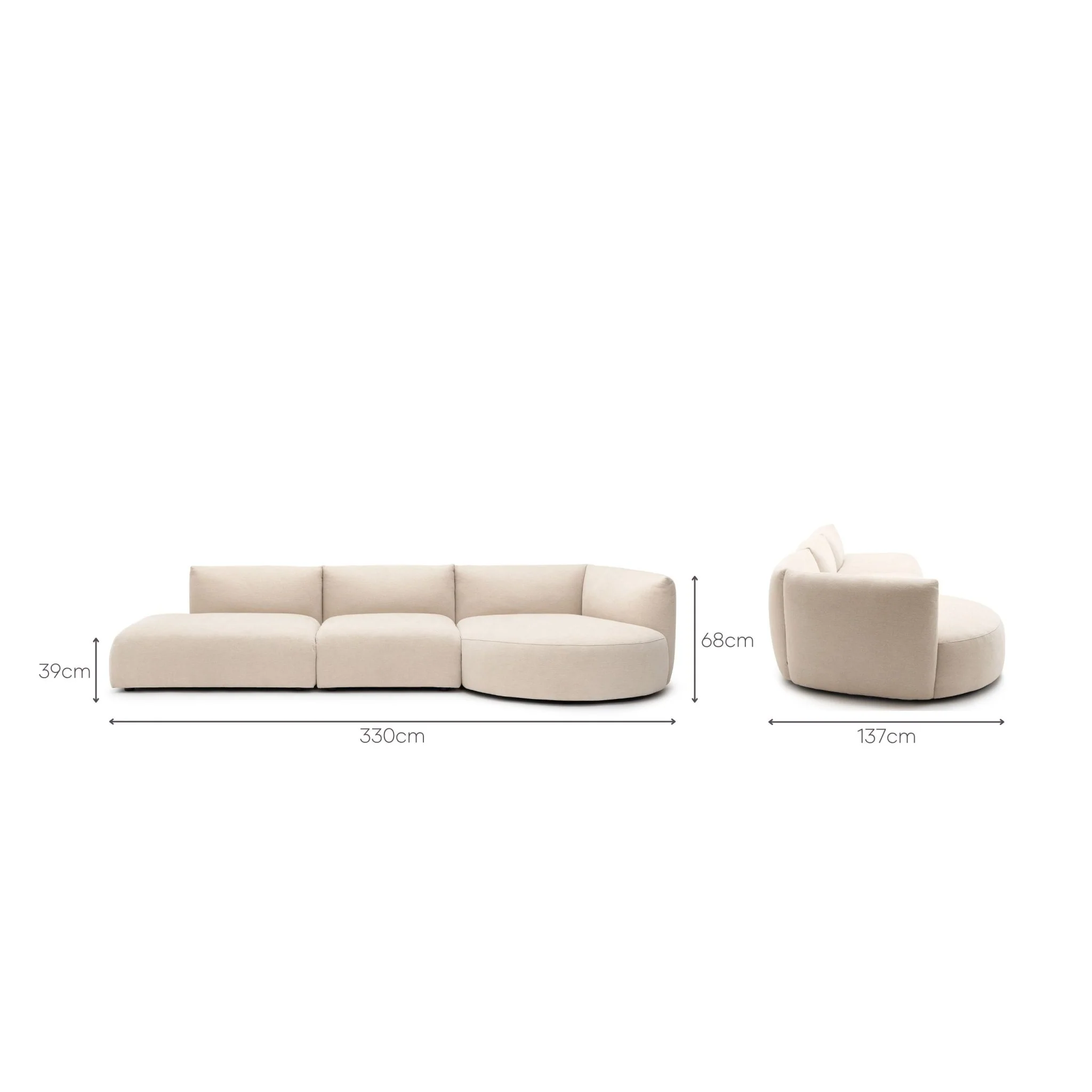 Slipper Lounge Open Sofa - Bleached Sand - Image 20