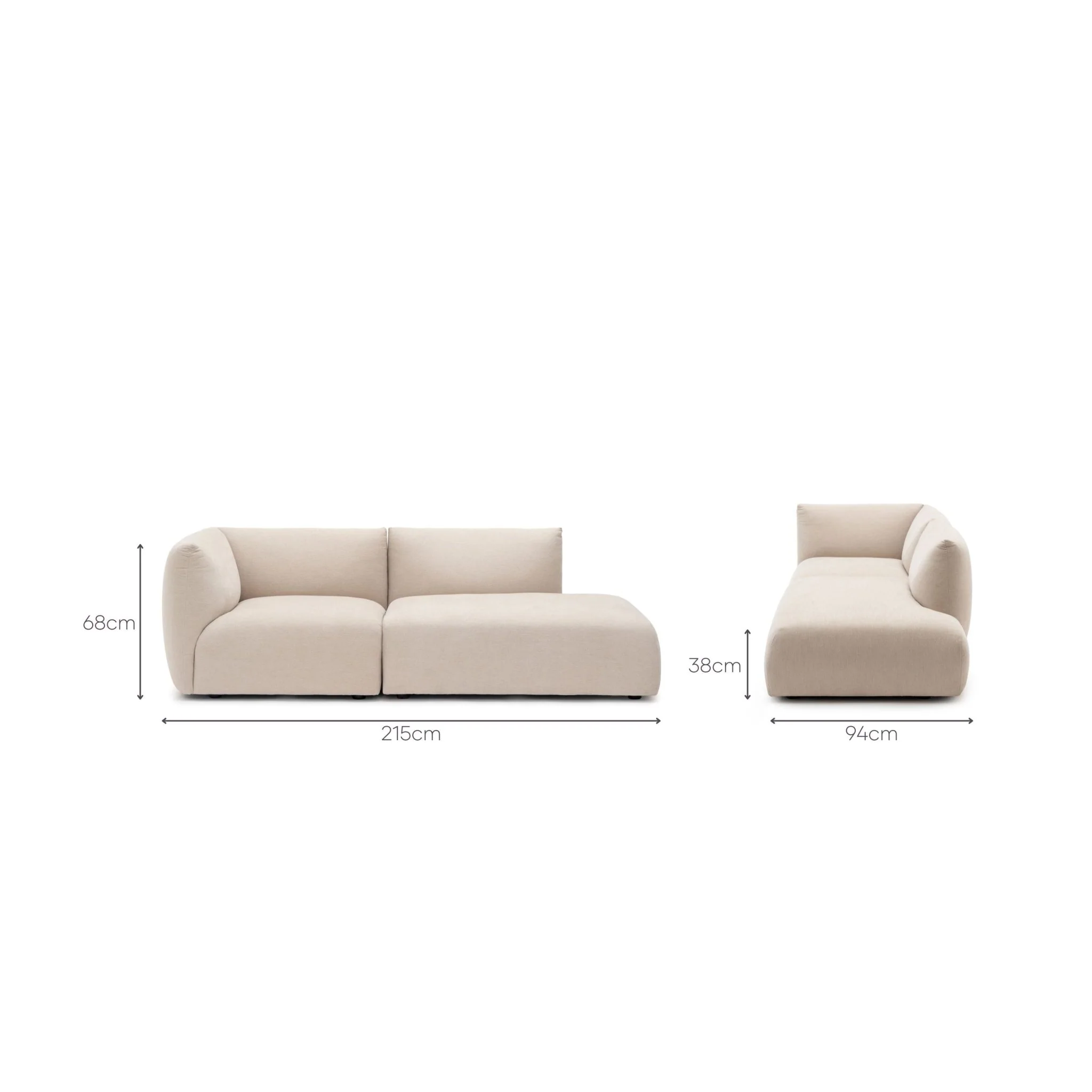 Slipper Small Open Sofa - Bleached Sand - Image 9