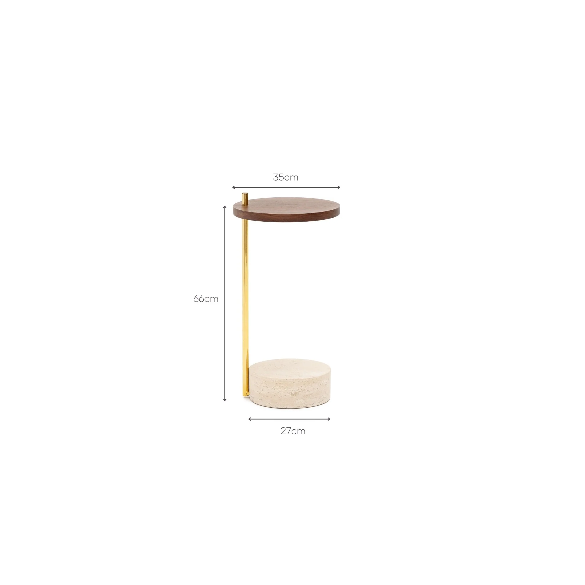 Society Side Table - Walnut & Travertine - Image 12