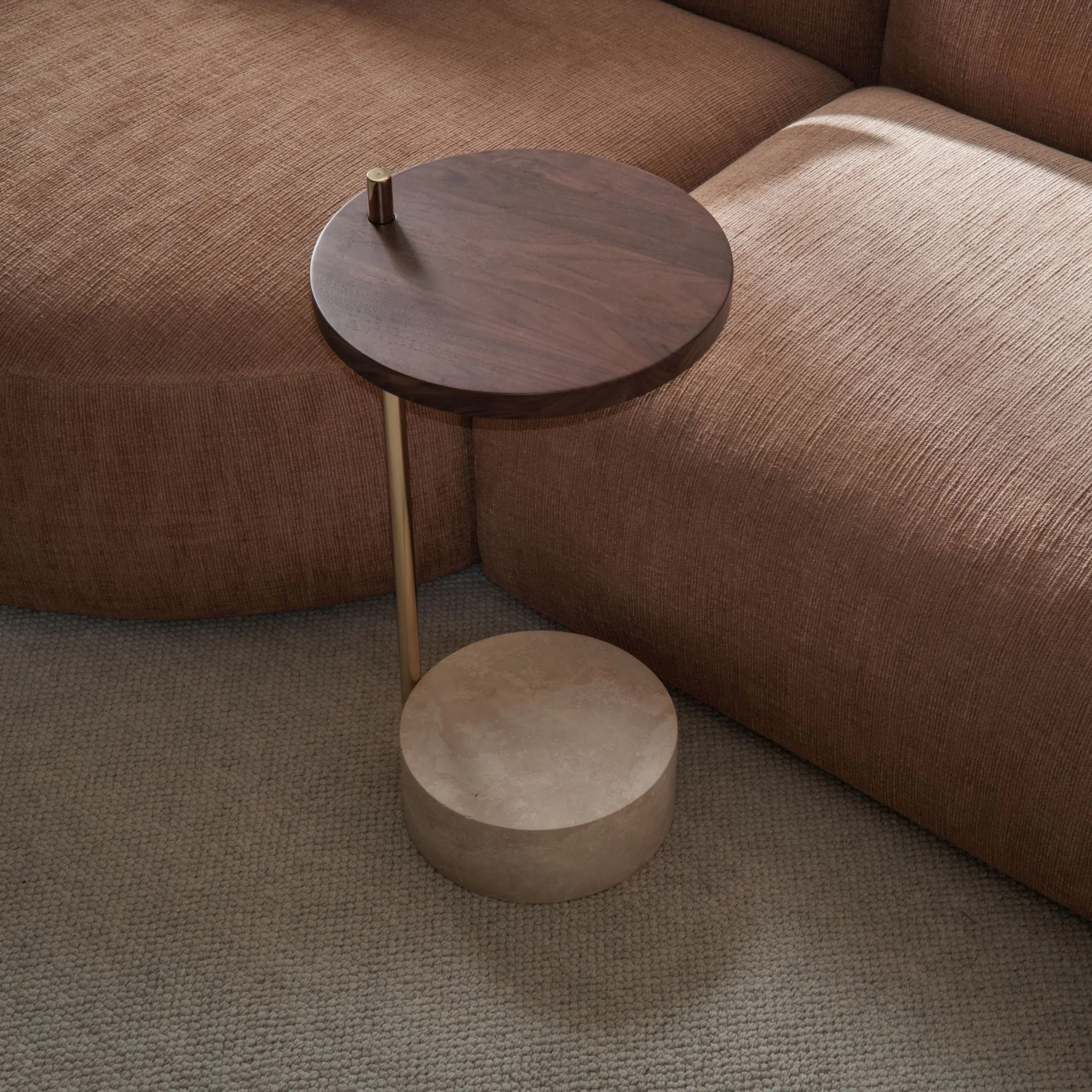 Society Side Table - Walnut & Travertine - Image 2