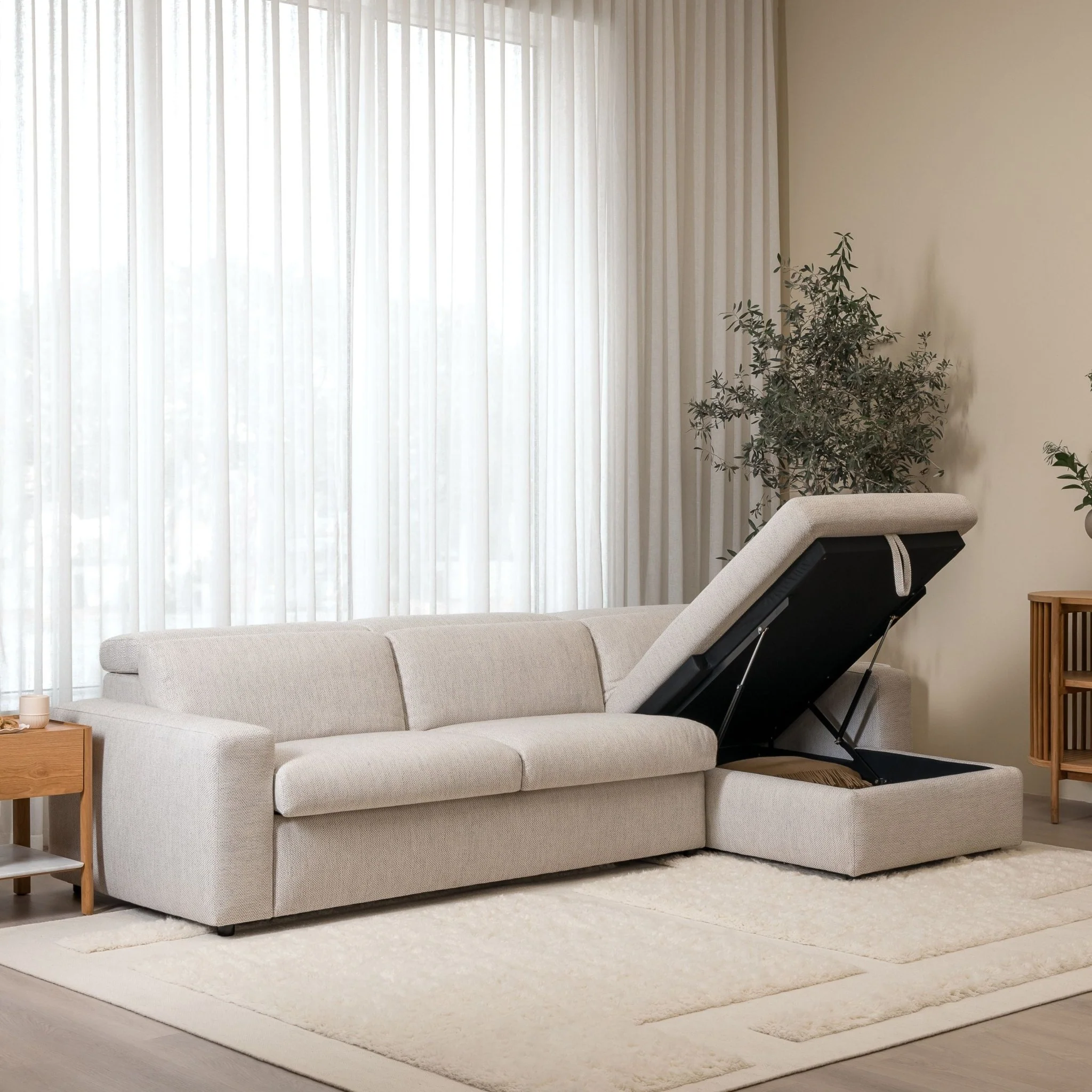 Sofa Bed With Storage - Pebble - Image 13