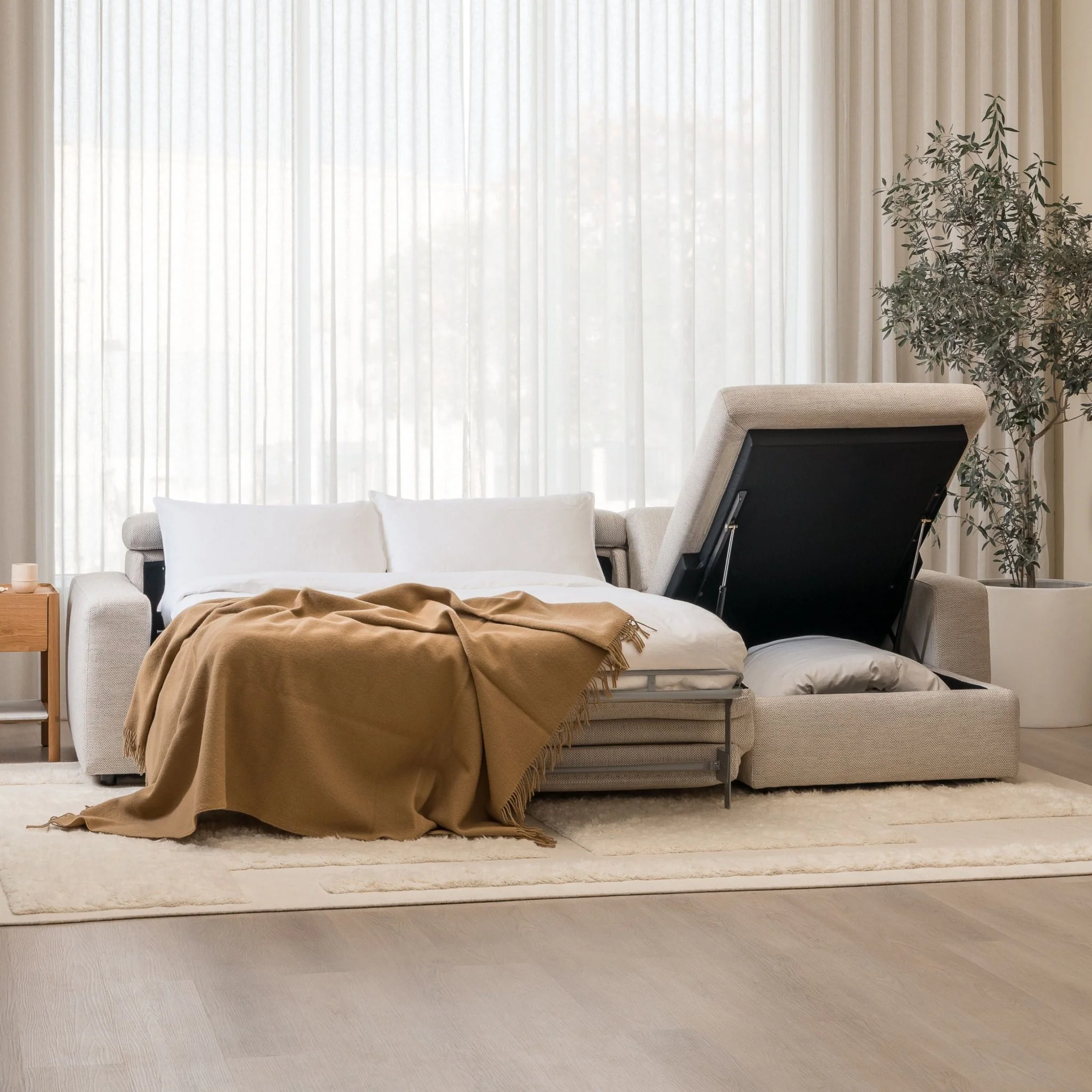 Sofa Bed With Storage - Pebble - Image 18