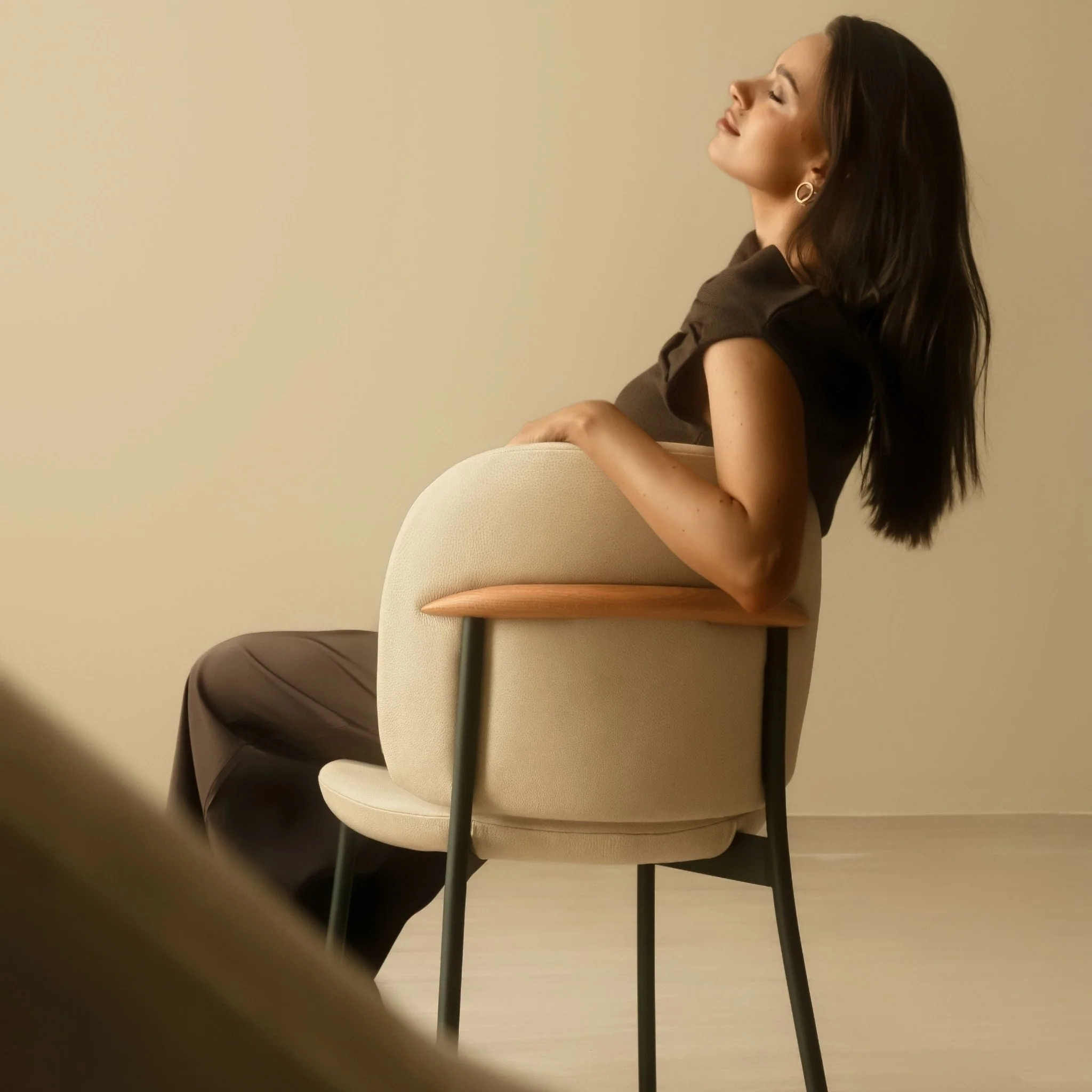 Solace Chair - Light Oak & Limestone Leather - Image 6