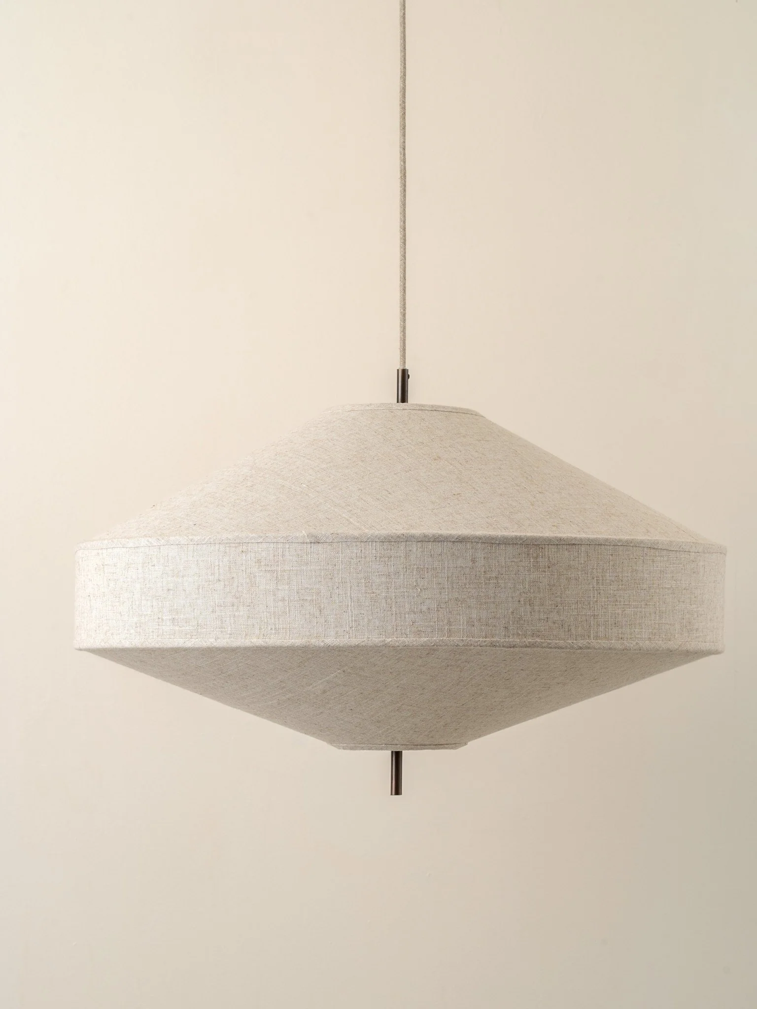 Solara - Large Dark Bronze And Layered Natural Linen Pendant - Image 3