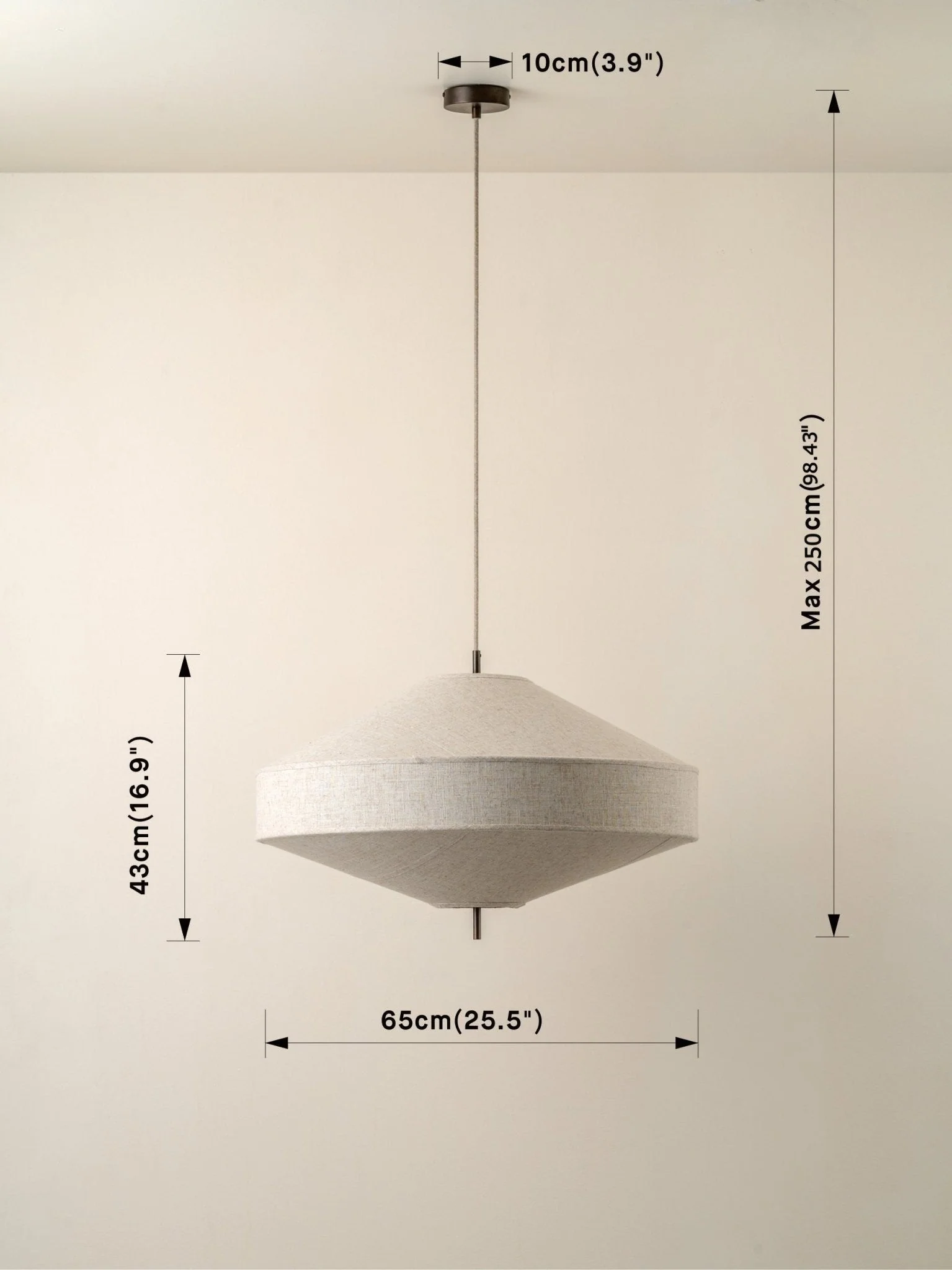 Solara - Large Dark Bronze And Layered Natural Linen Pendant - Image 5