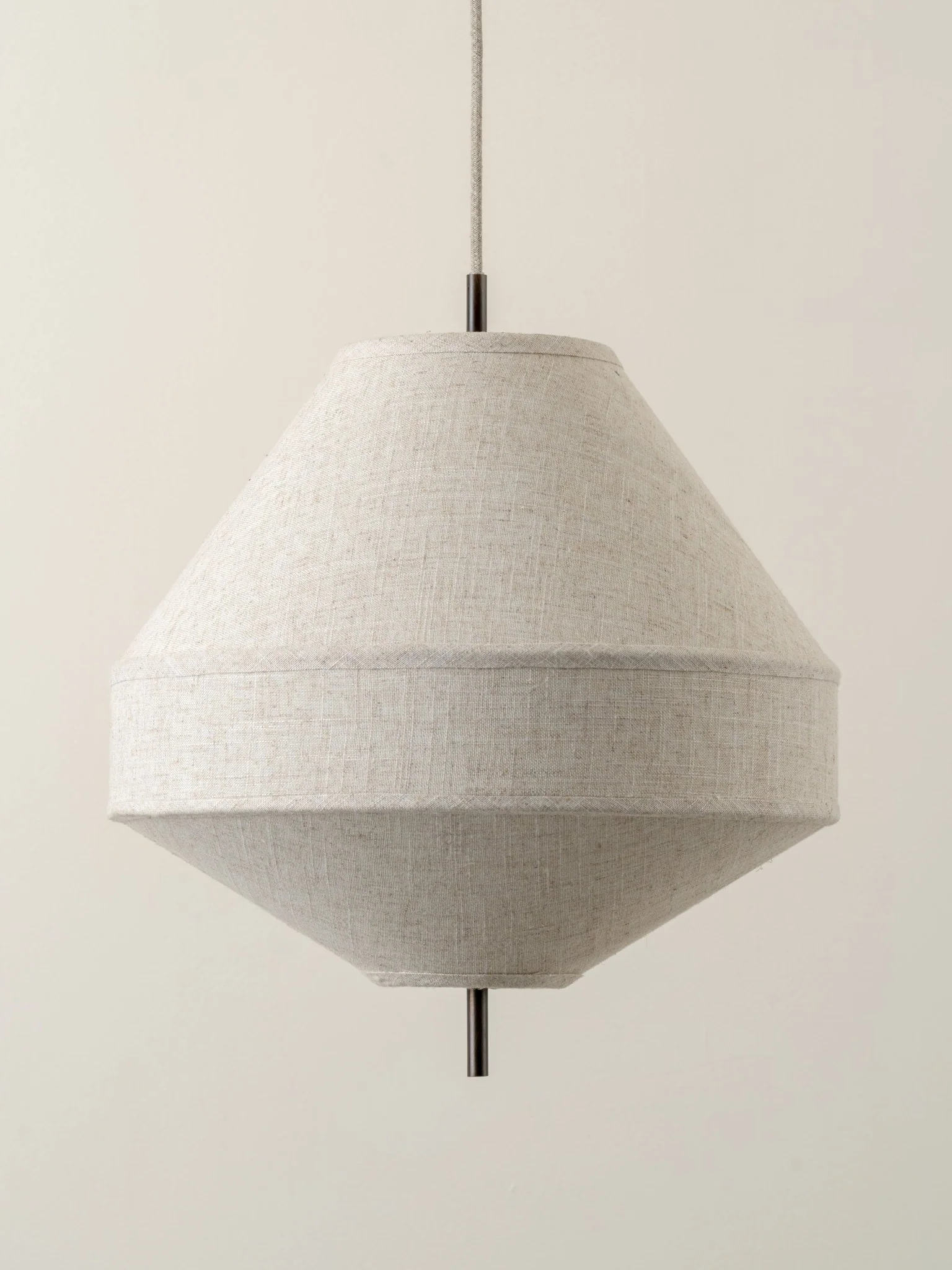Solara - Medium Dark Bronze And Layered Natural Linen Pendant - Image 3