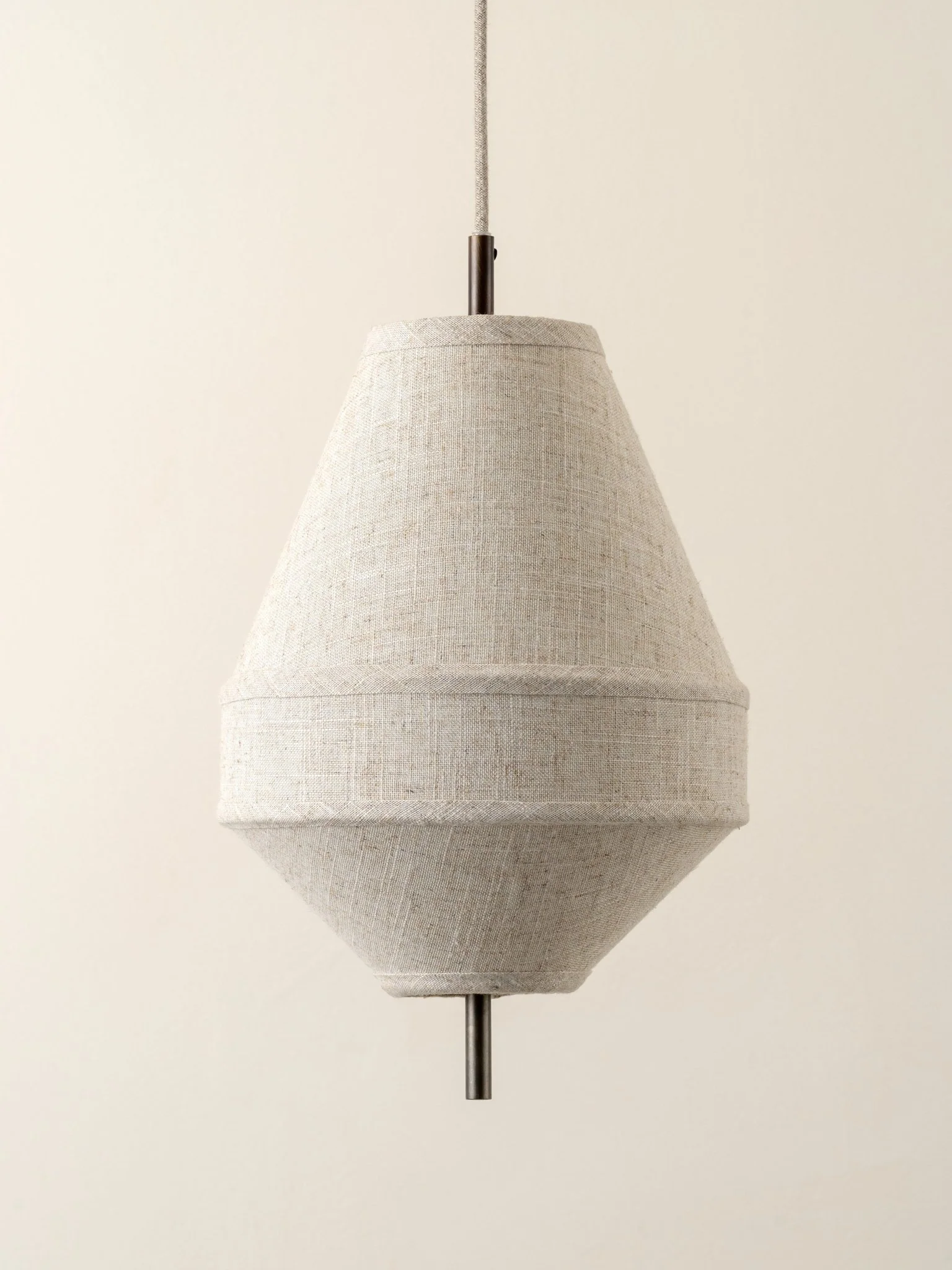Solara - Small Dark Bronze And Layered Natural Linen Pendant - Image 3