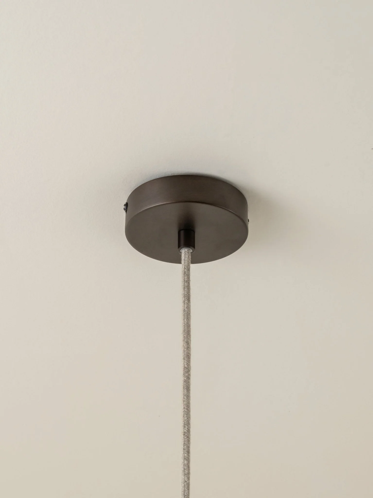 Solara - Small Dark Bronze And Layered Natural Linen Pendant - Image 4