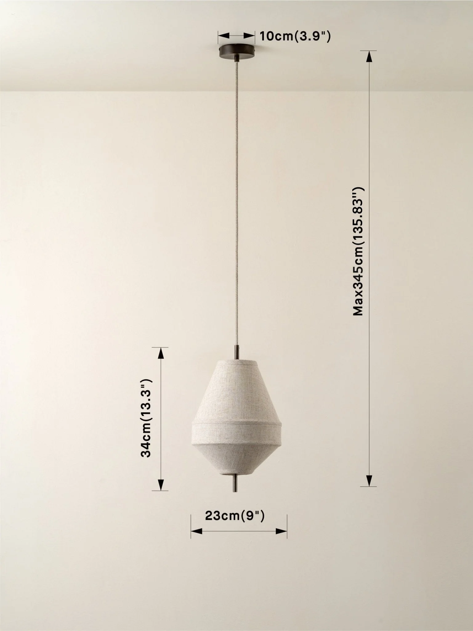 Solara - Small Dark Bronze And Layered Natural Linen Pendant - Image 5