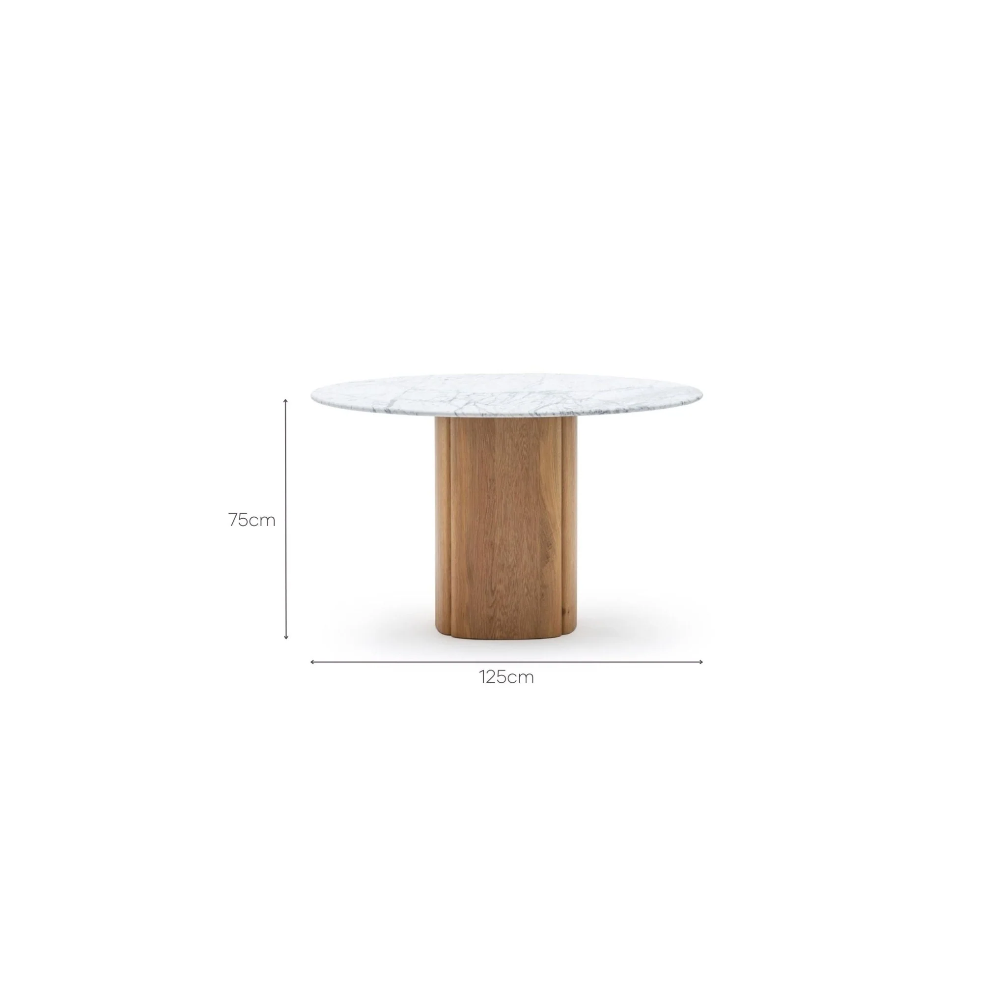Tathra 125 Table - Light Oak & Bianca Carrara - Image 8