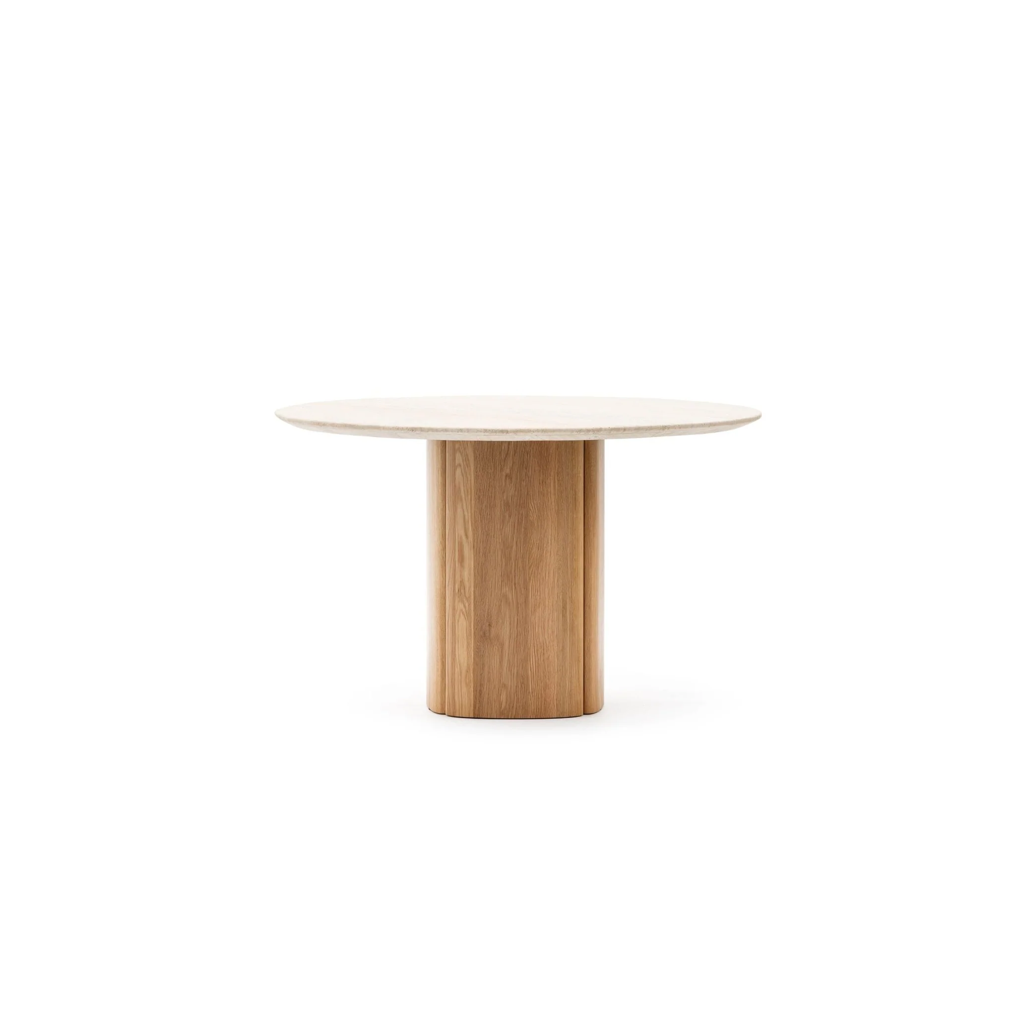 Tathra 125 Table - Light Oak & Travertine