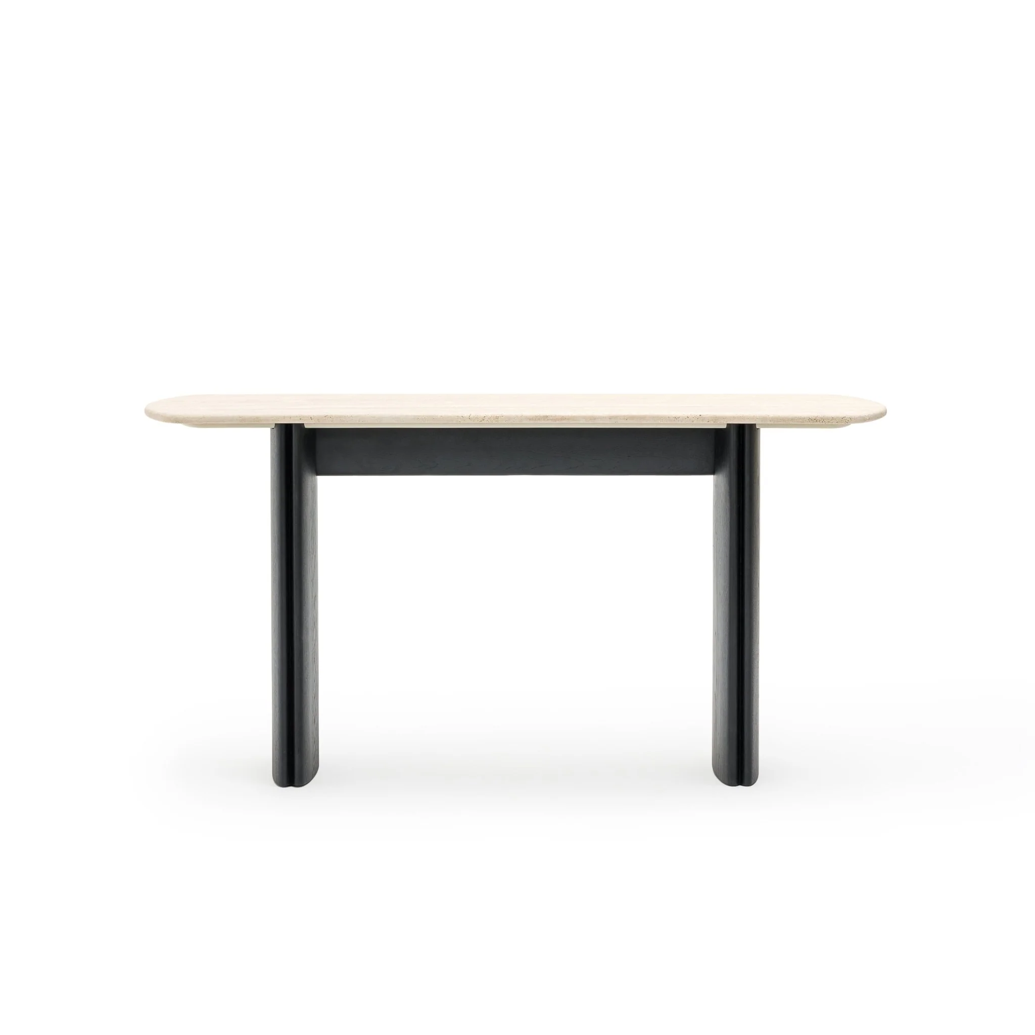 Tathra Console - Black Oak & Travertine