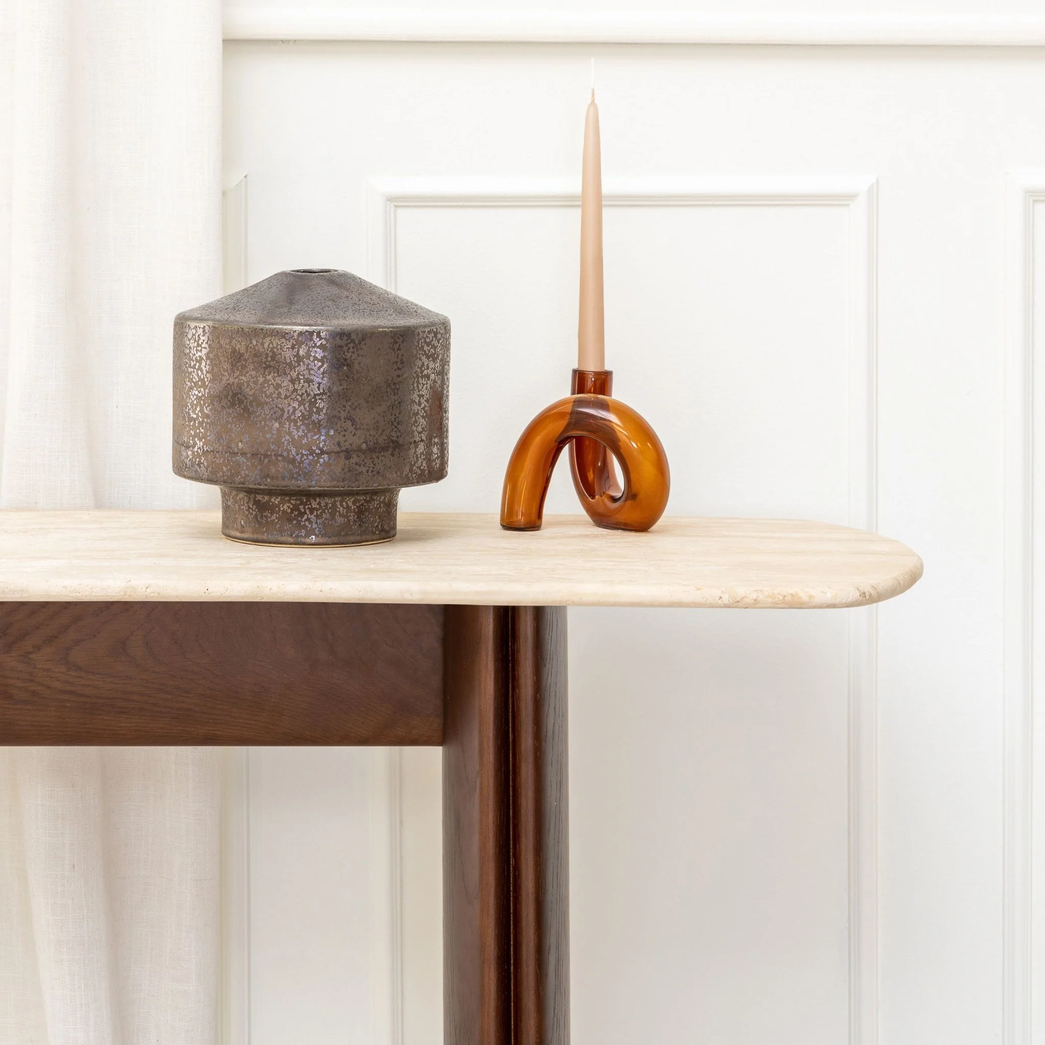Tathra Console - Espresso Oak & Travertine - Image 4