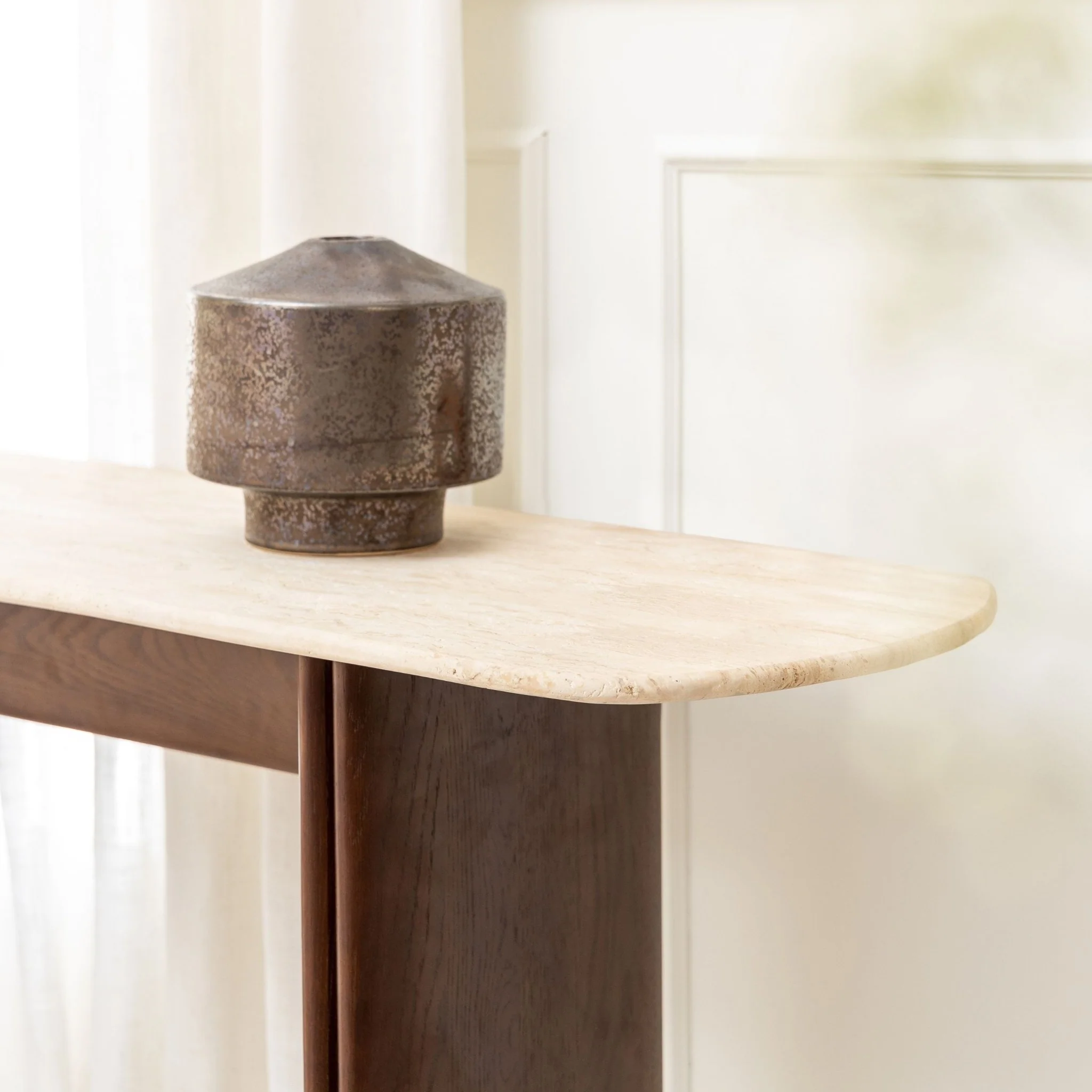 Tathra Console - Espresso Oak & Travertine - Image 6