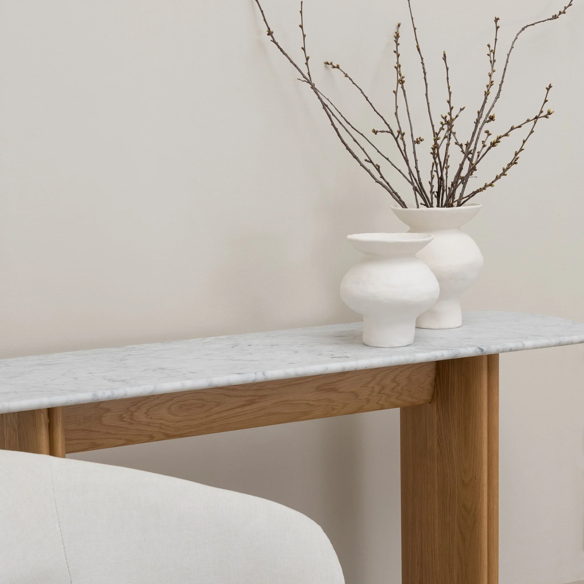 Tathra Console - Light Oak & Bianca Carrara - Image 7