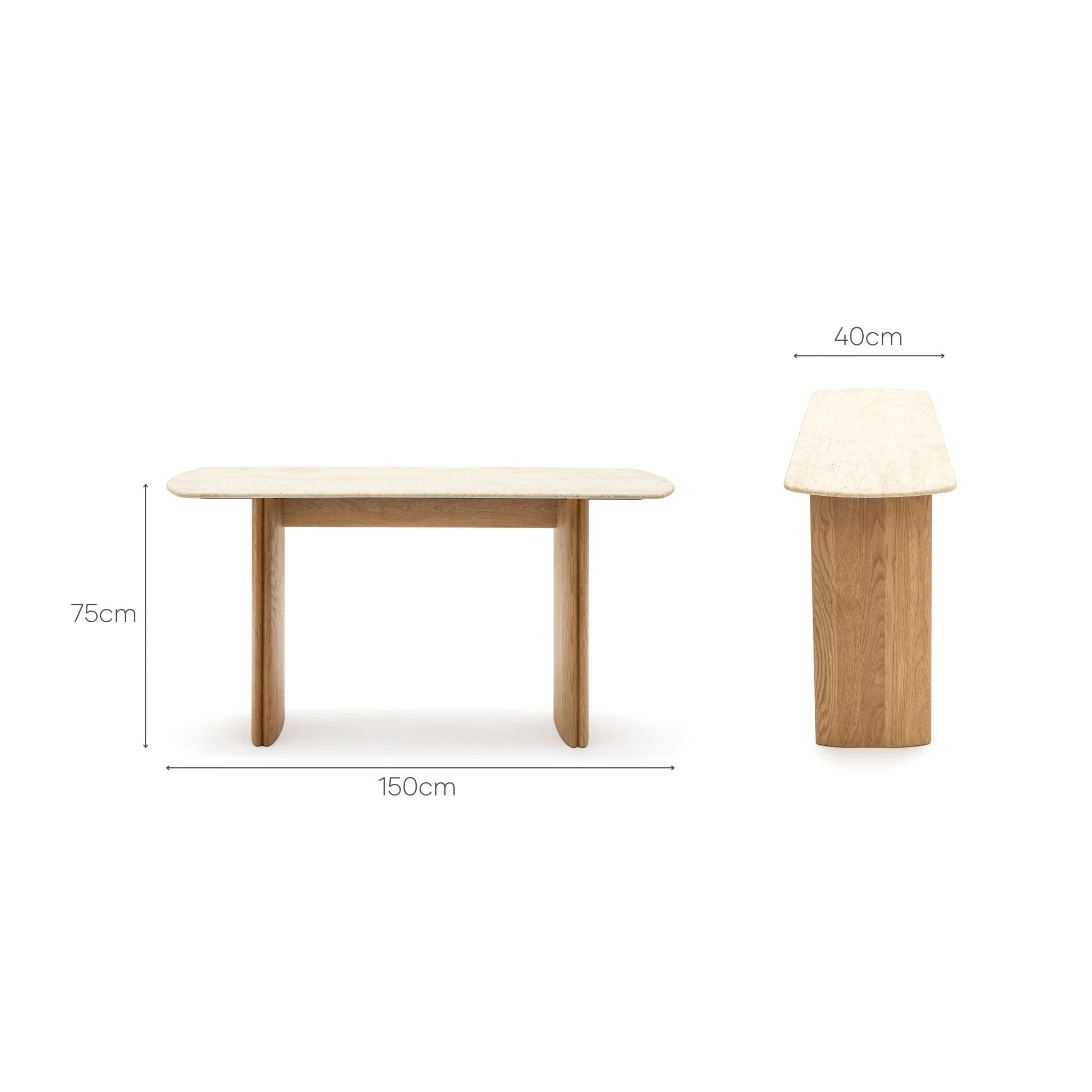 Tathra Console - Light Oak & Travertine - Image 9