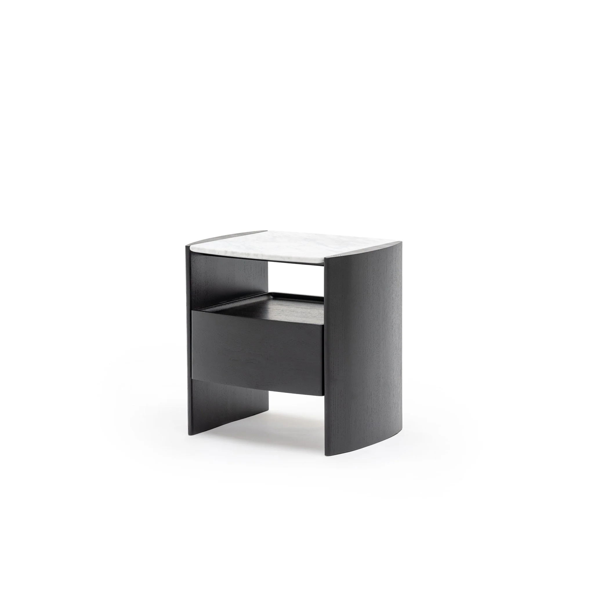Tathra Nightstand - Black Oak & Bianca Carrara