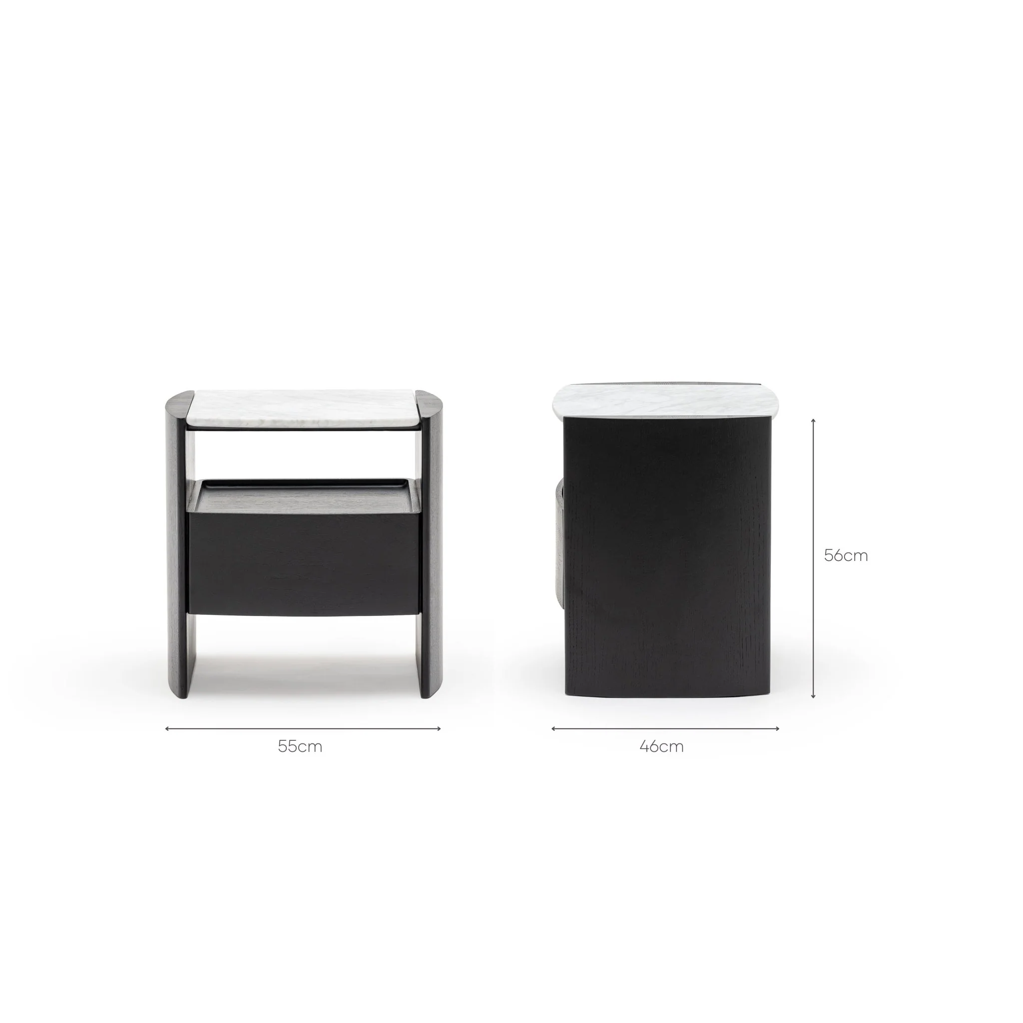 Tathra Nightstand - Black Oak & Bianca Carrara - Image 18