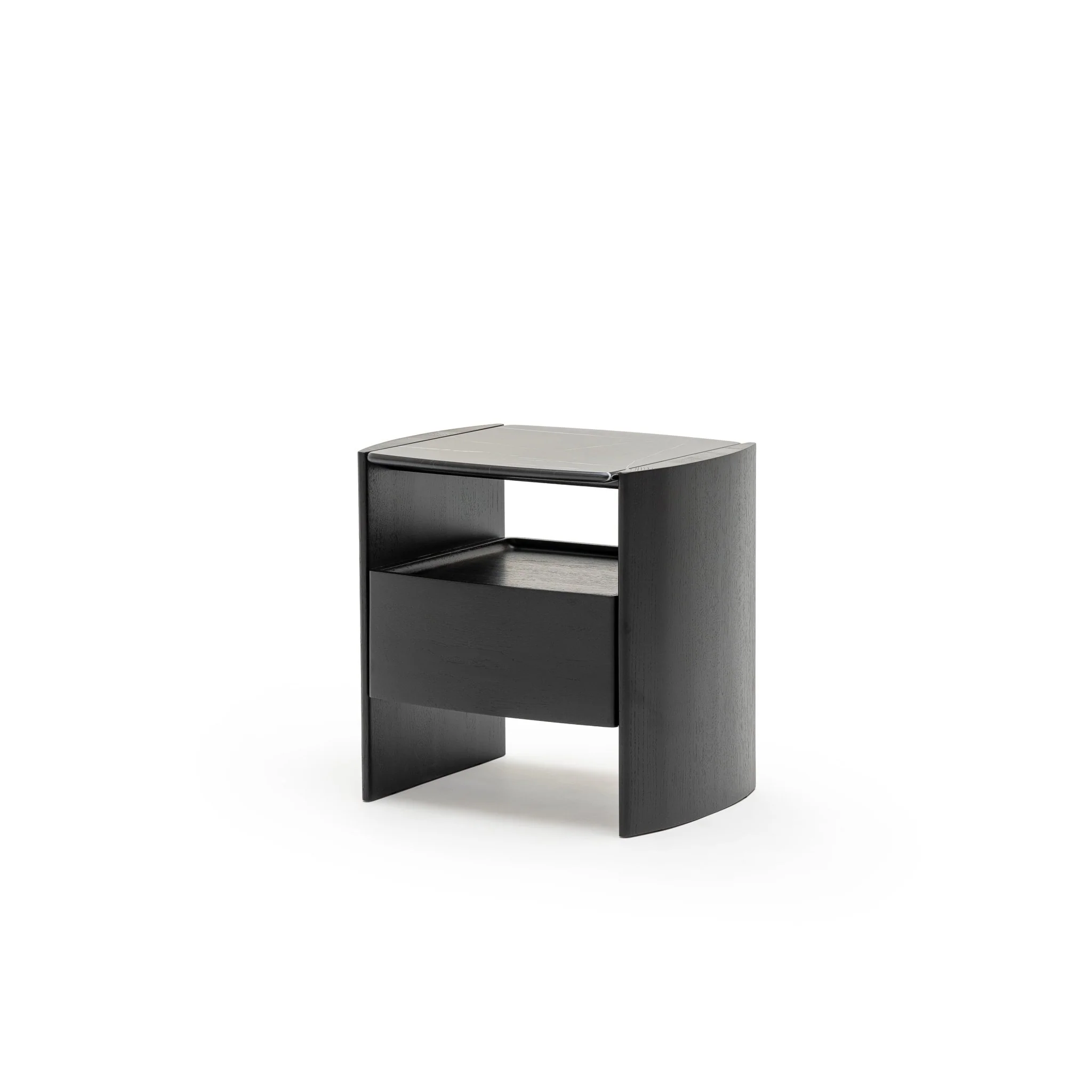 Tathra Nightstand - Black Oak & Nero Marquina