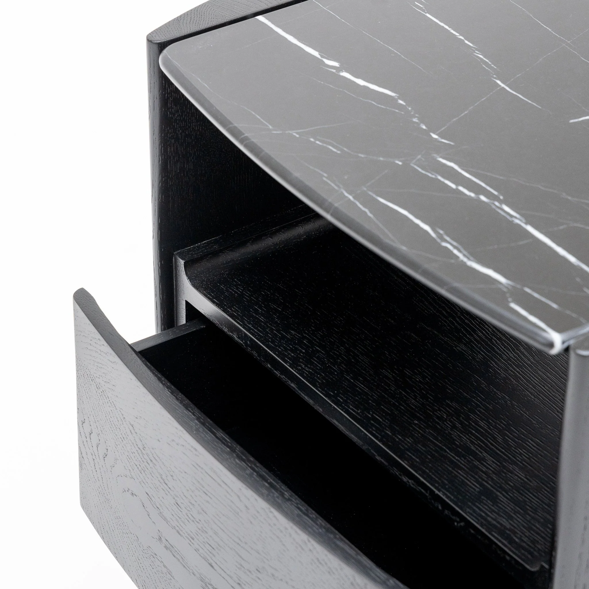 Tathra Nightstand - Black Oak & Nero Marquina - Image 15