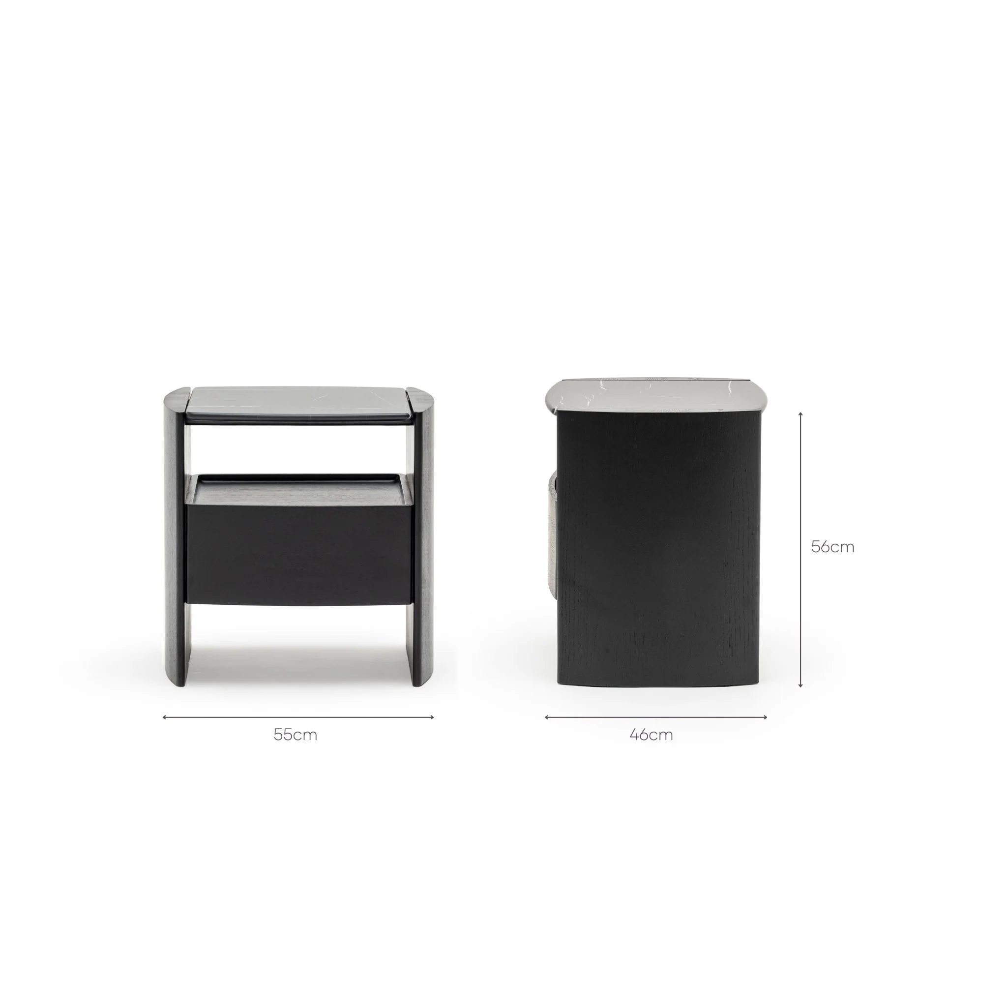 Tathra Nightstand - Black Oak & Nero Marquina - Image 17