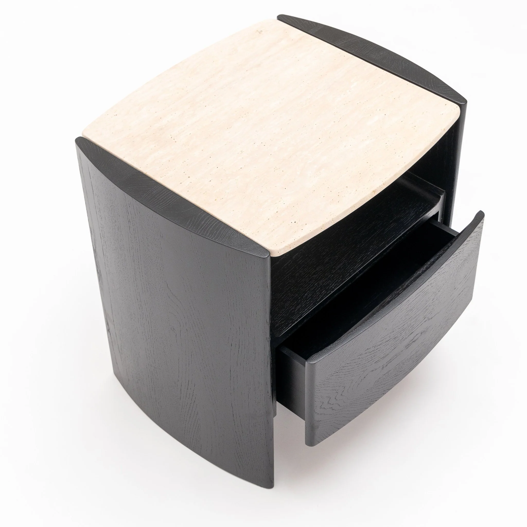 Tathra Nightstand - Black Oak & Travertine - Image 11