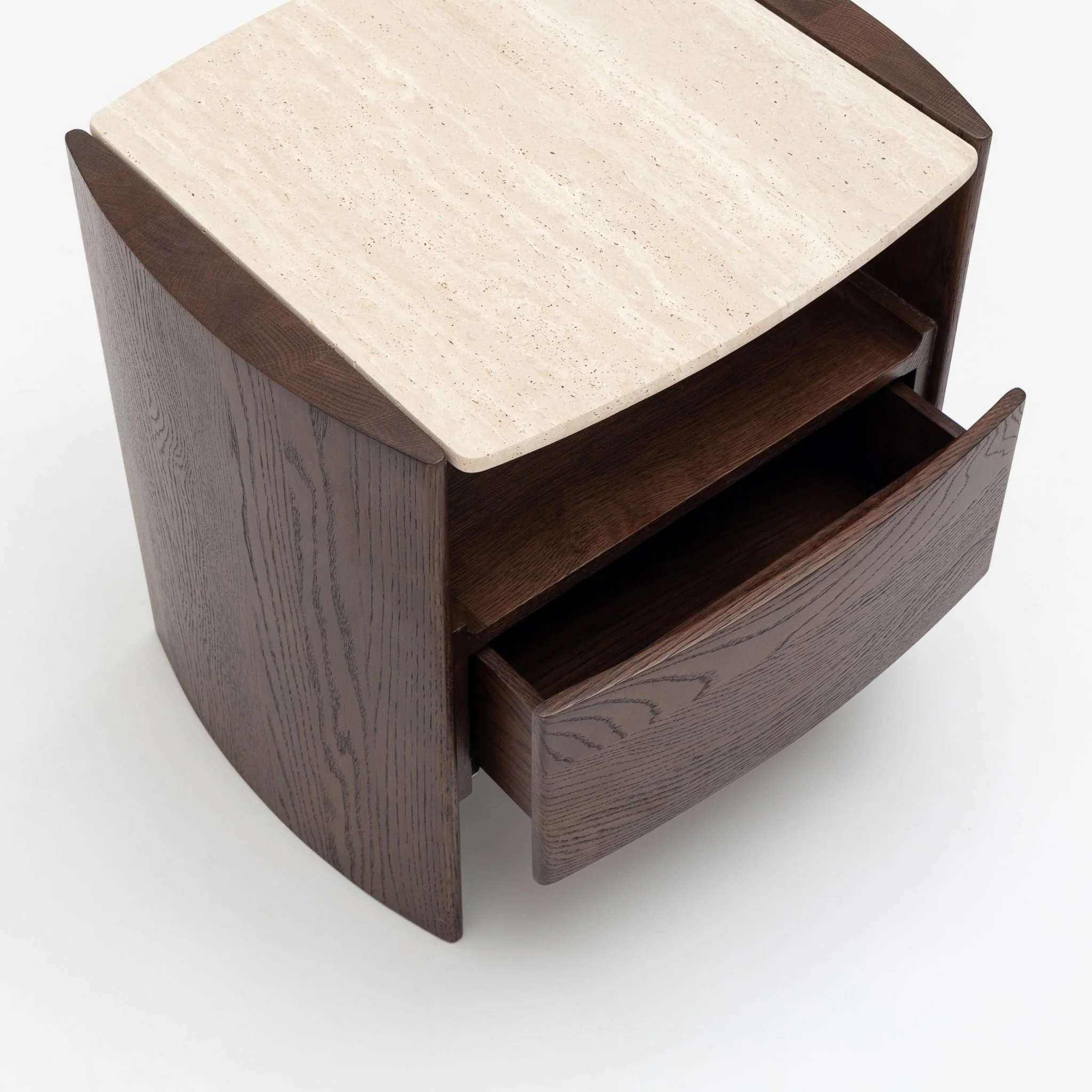 Tathra Nightstand - Espresso Oak & Travertine - Image 10