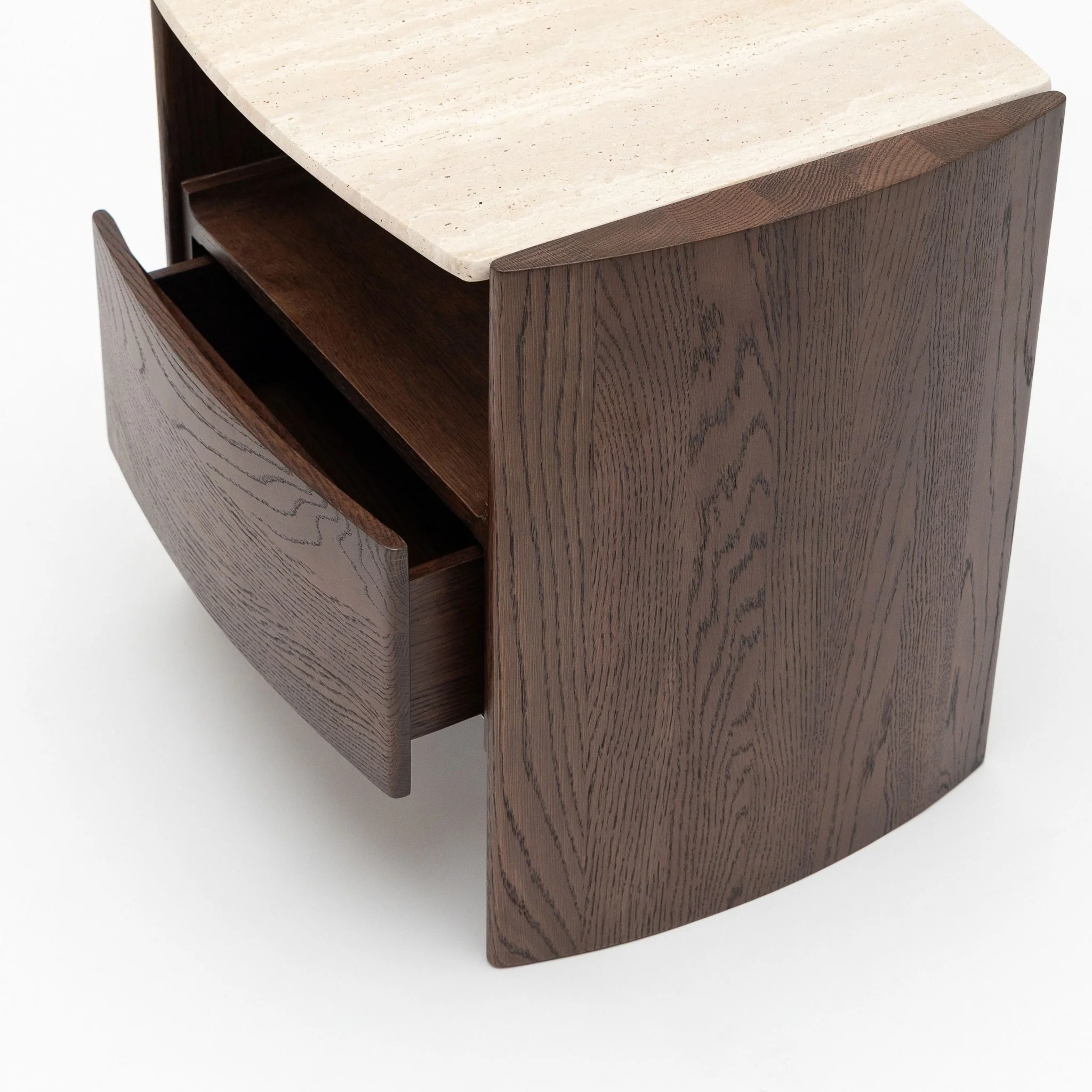 Tathra Nightstand - Espresso Oak & Travertine - Image 11