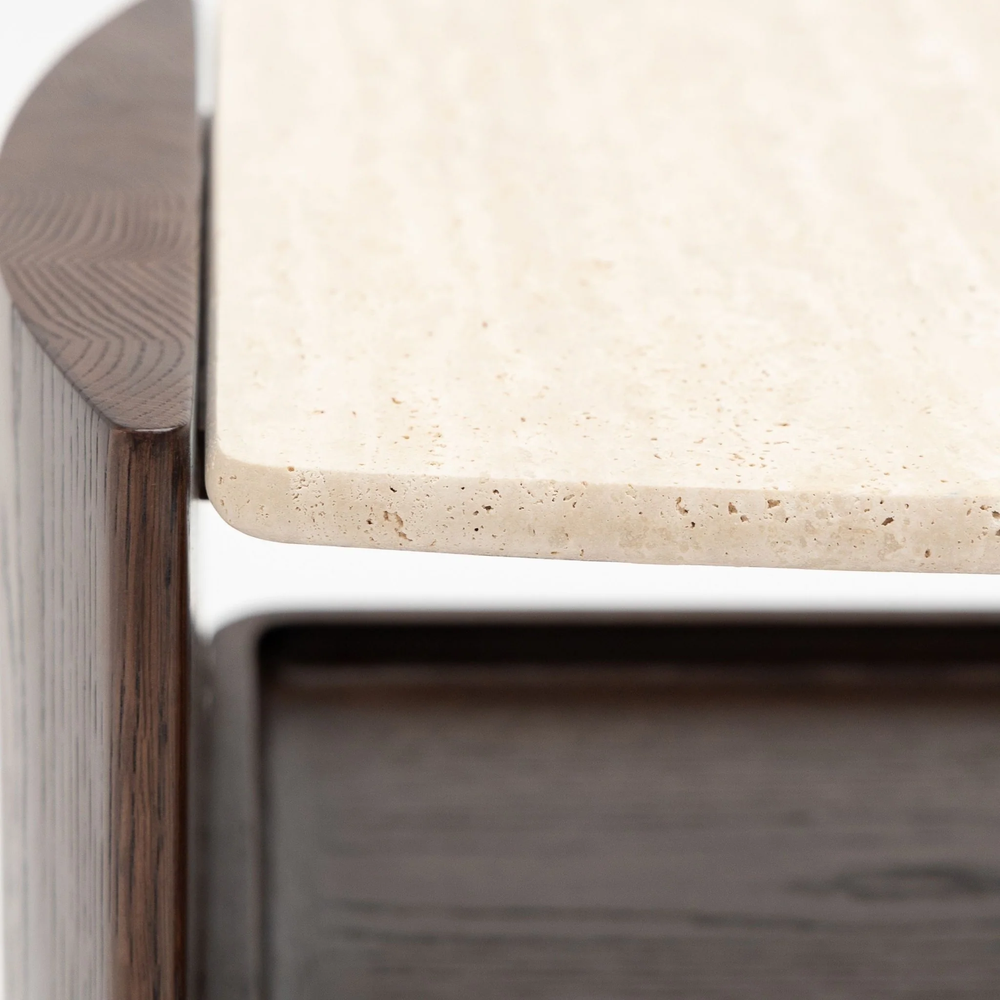 Tathra Nightstand - Espresso Oak & Travertine - Image 14