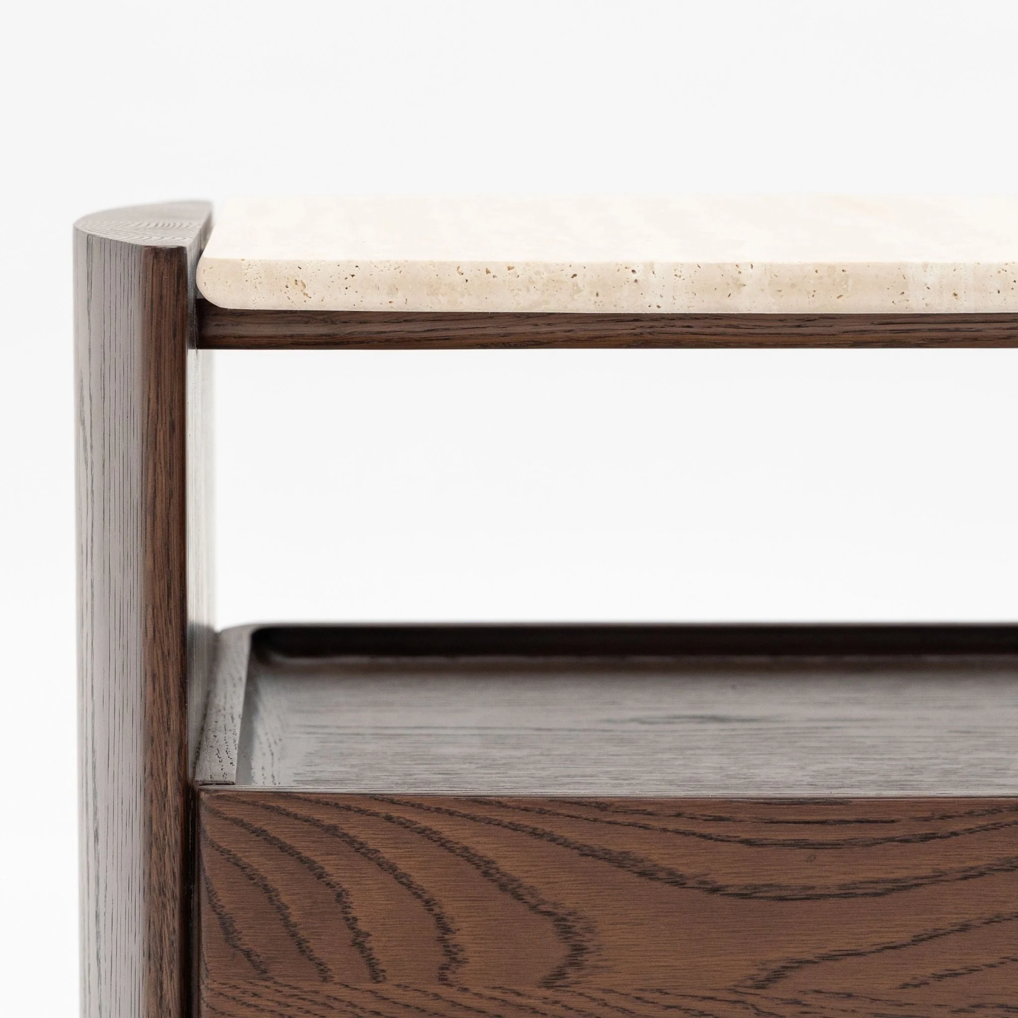 Tathra Nightstand - Espresso Oak & Travertine - Image 15