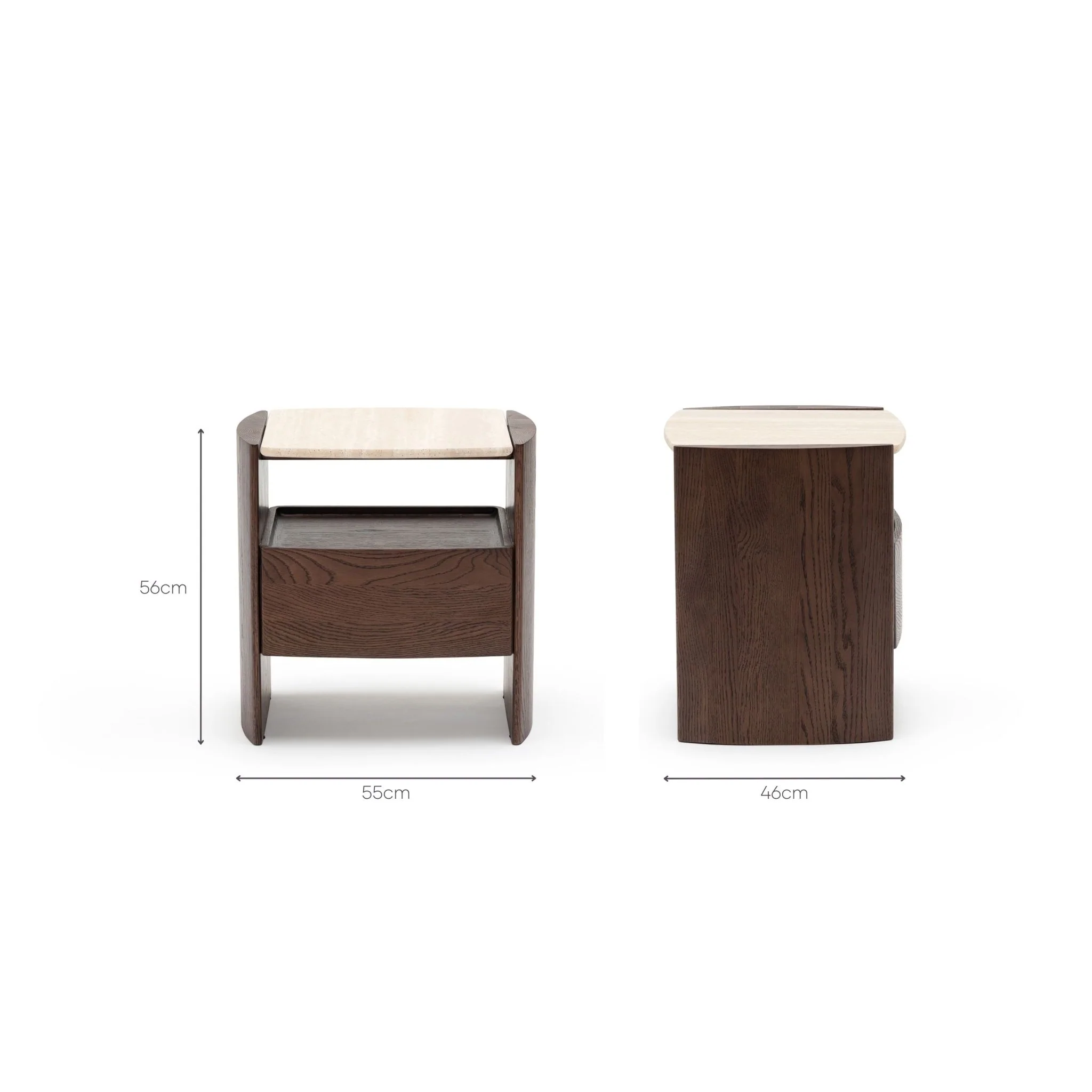 Tathra Nightstand - Espresso Oak & Travertine - Image 18