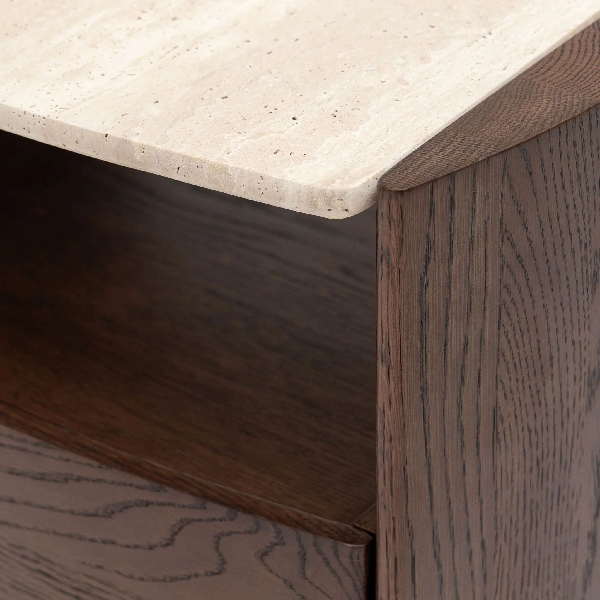 Tathra Nightstand - Espresso Oak & Travertine - Image 7