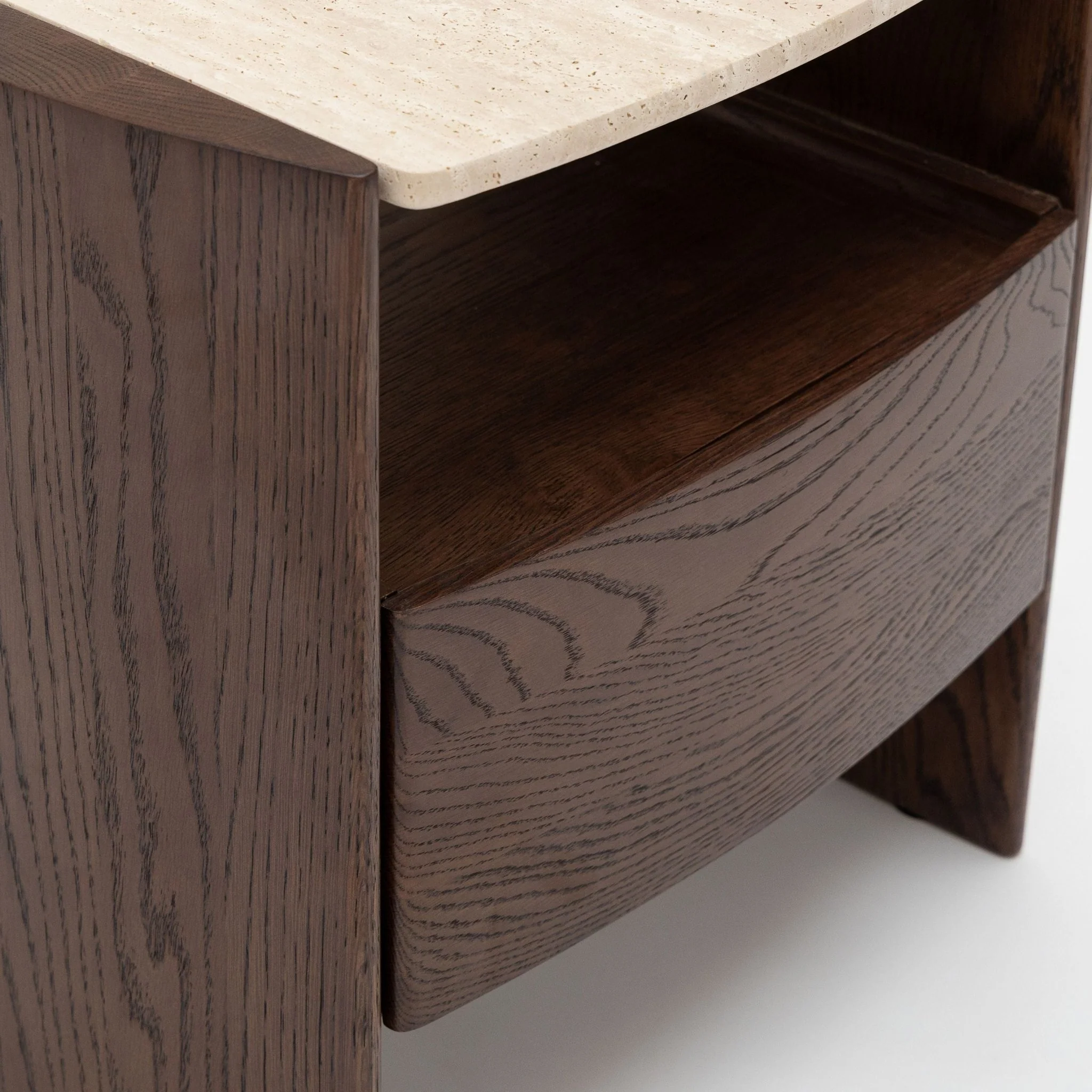 Tathra Nightstand - Espresso Oak & Travertine - Image 9