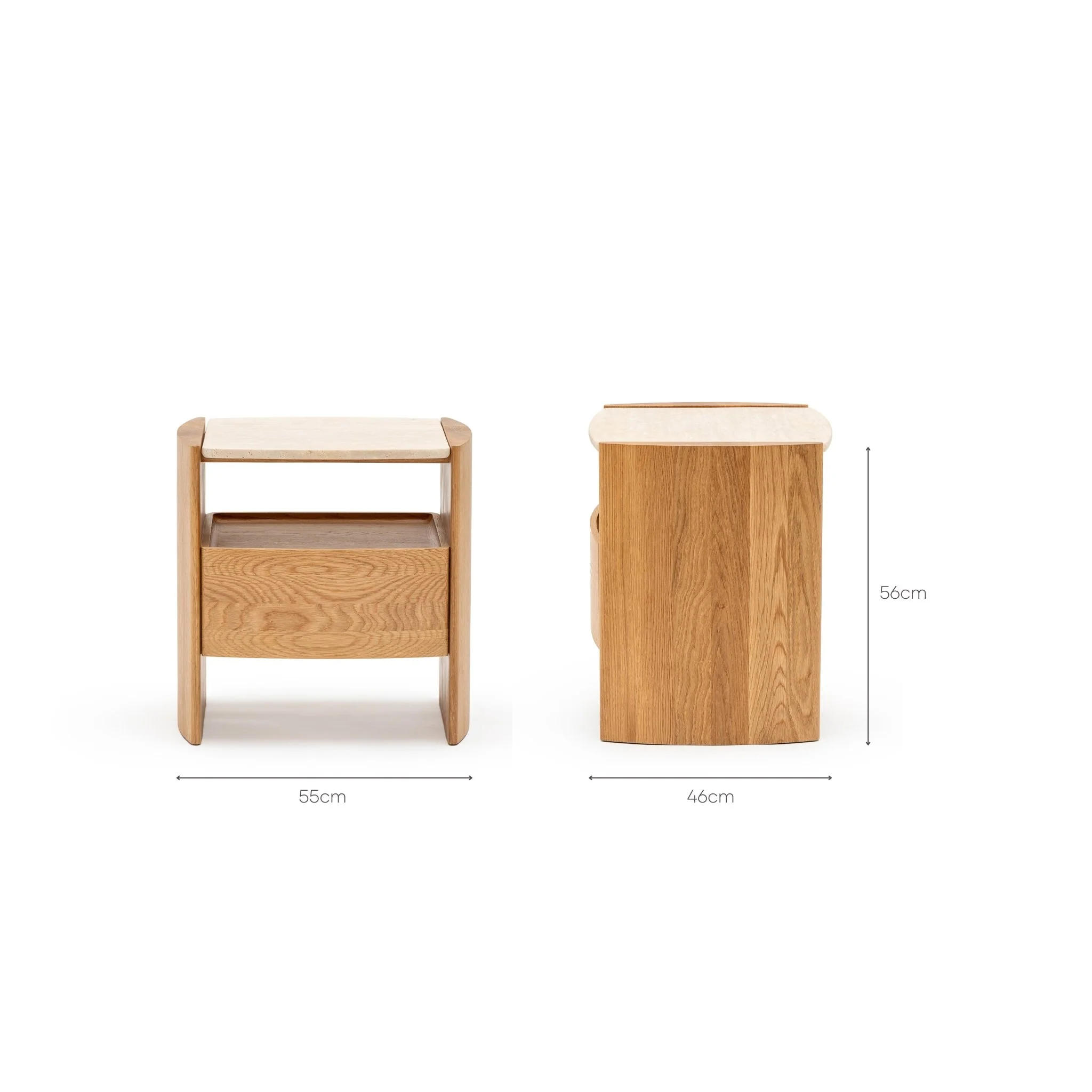 Tathra Nightstand - Light Oak & Travertine - Image 17