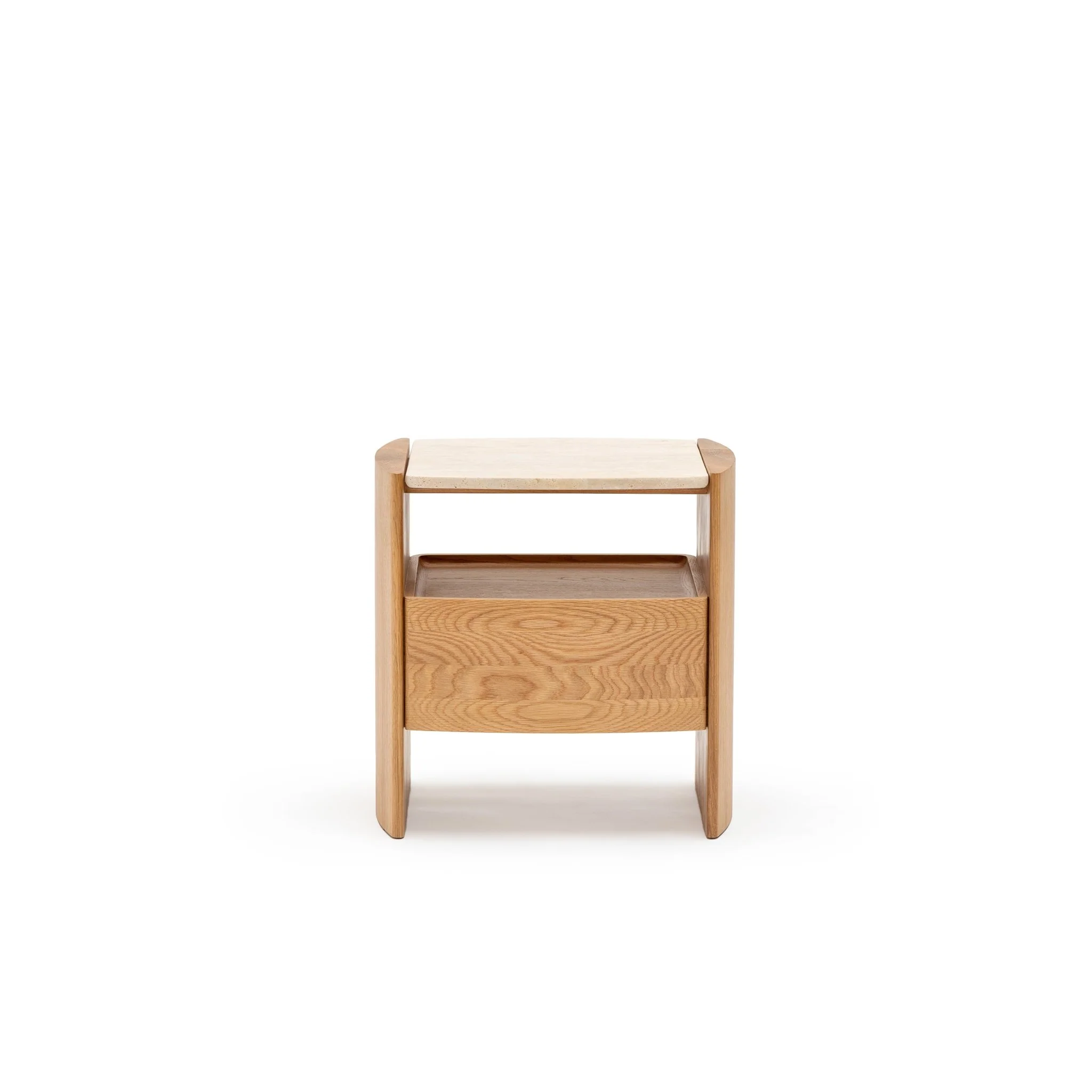 Tathra Nightstand - Light Oak & Travertine - Image 4