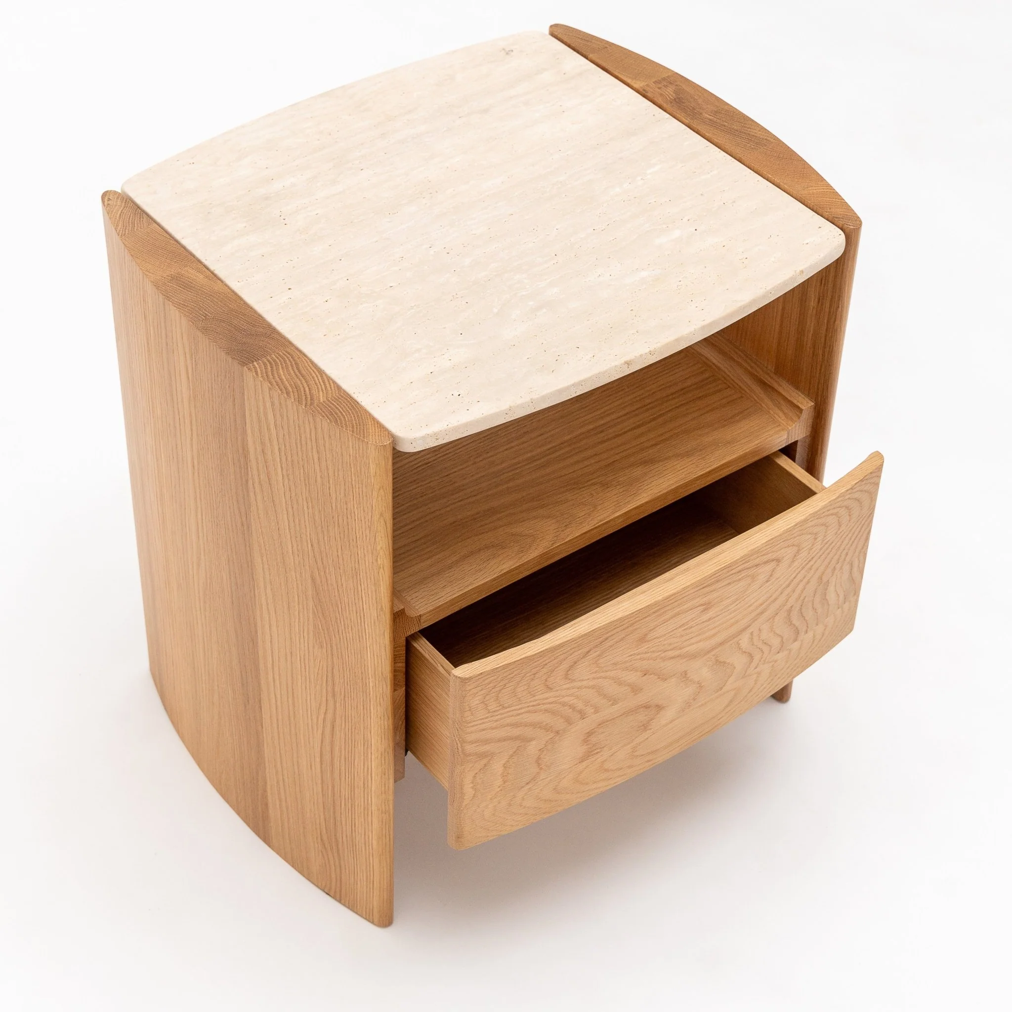 Tathra Nightstand - Light Oak & Travertine - Image 5