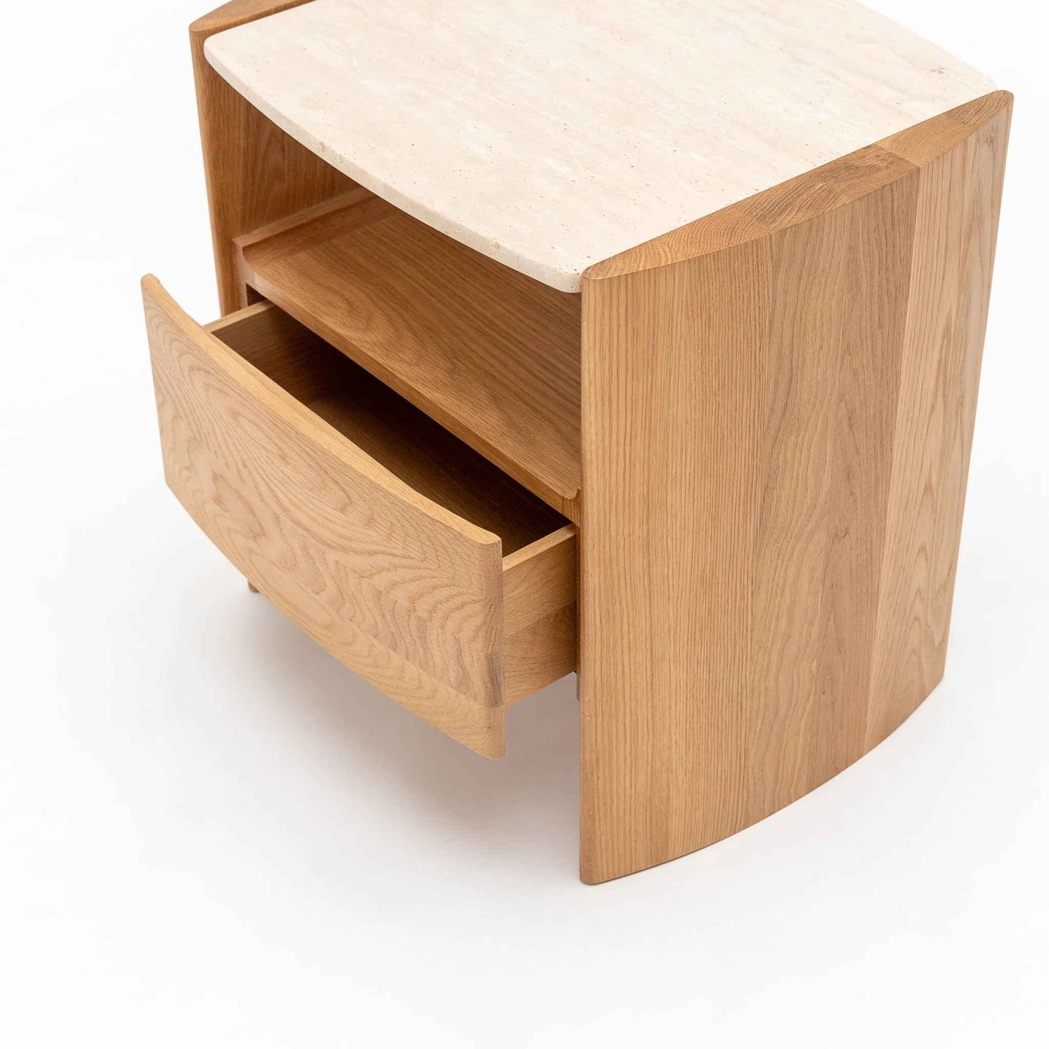 Tathra Nightstand - Light Oak & Travertine - Image 8