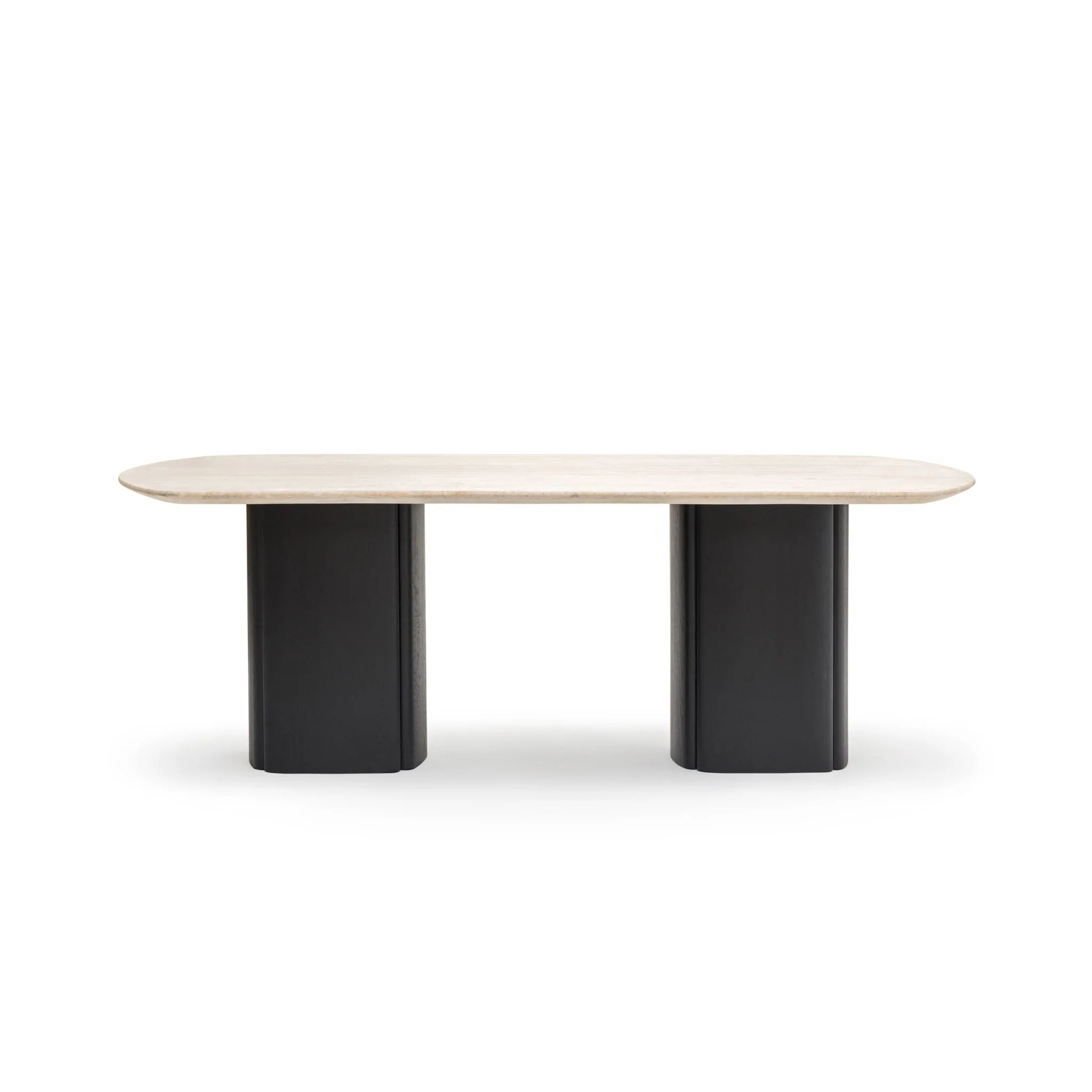Tathra Table - Black Oak & Travertine