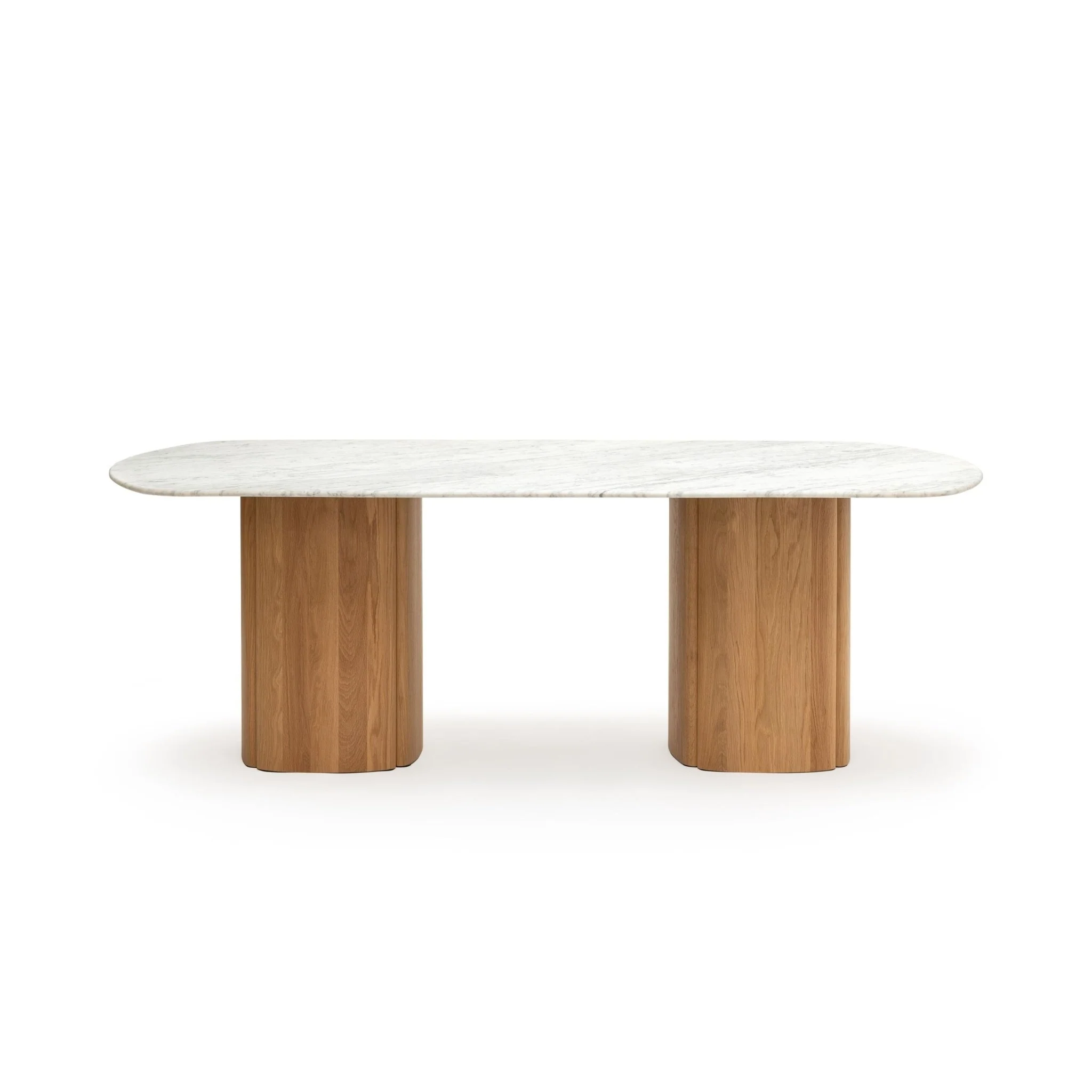 Tathra Table - Light Oak & Bianca Carrara